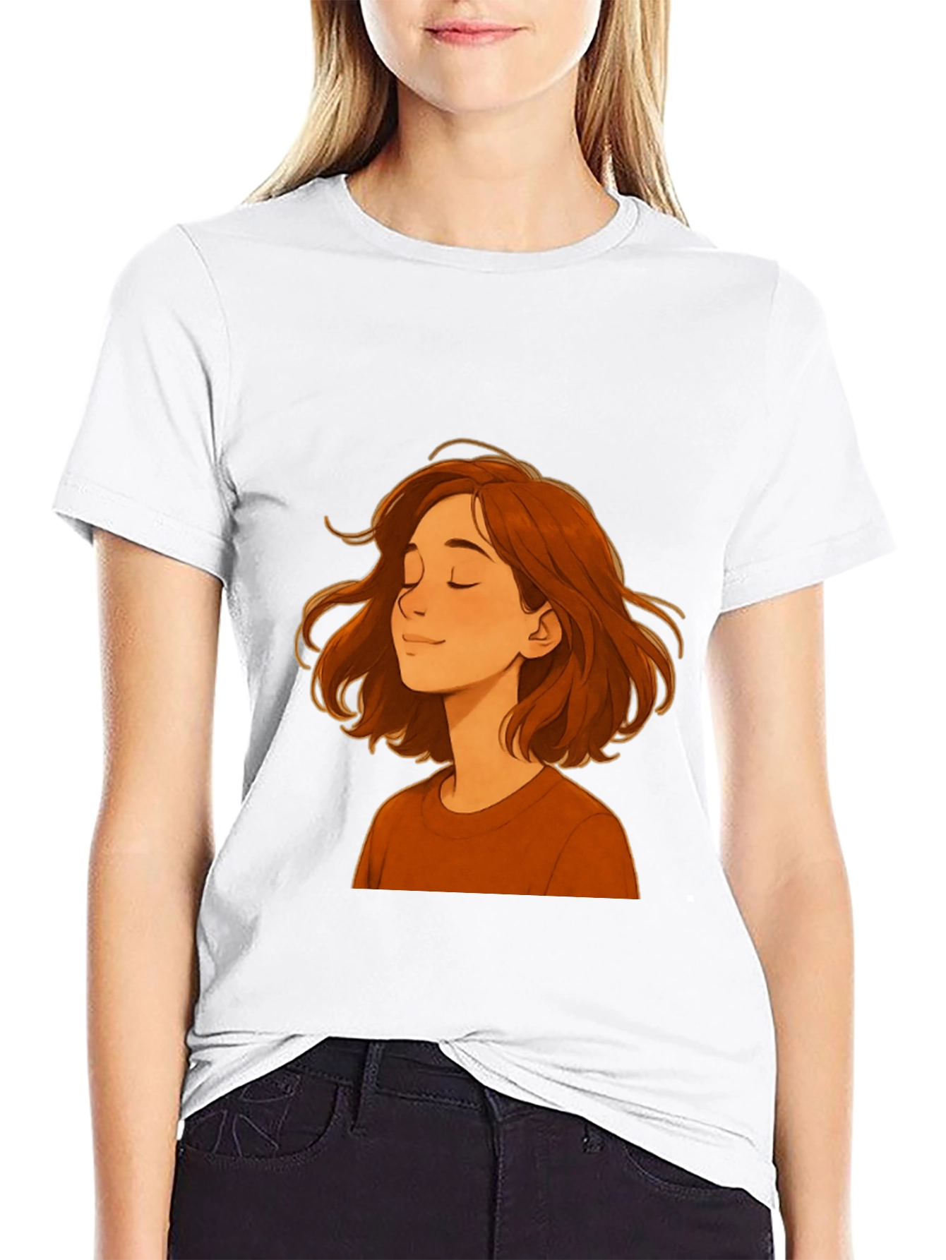 Woman Cartoon Graphic Print Black T-Shirt
