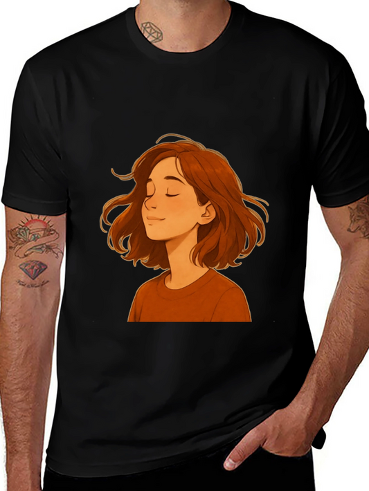 Woman Cartoon Graphic Print Black T-Shirt