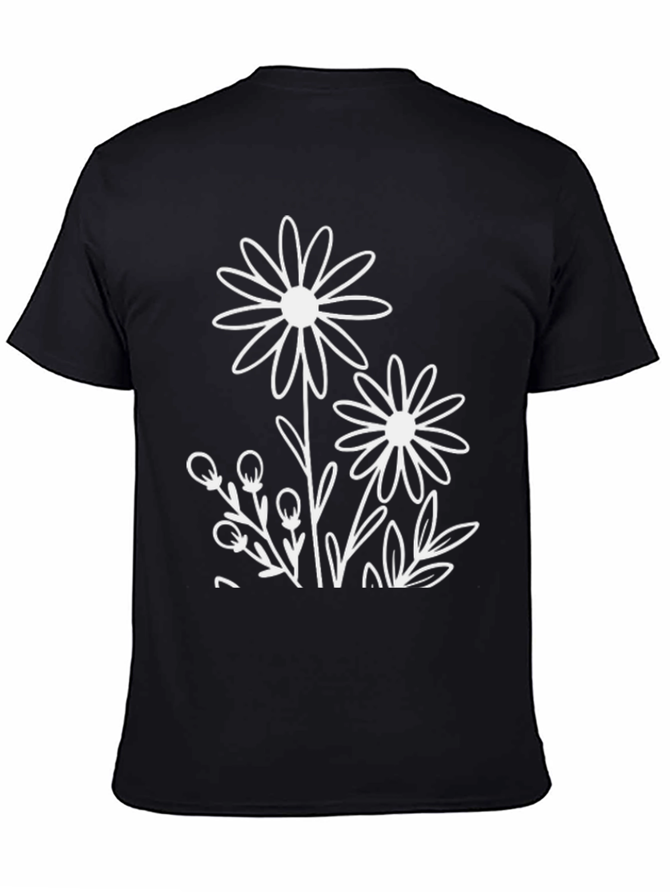 Floral Graphic T-Shirt - Casual Black Tee
