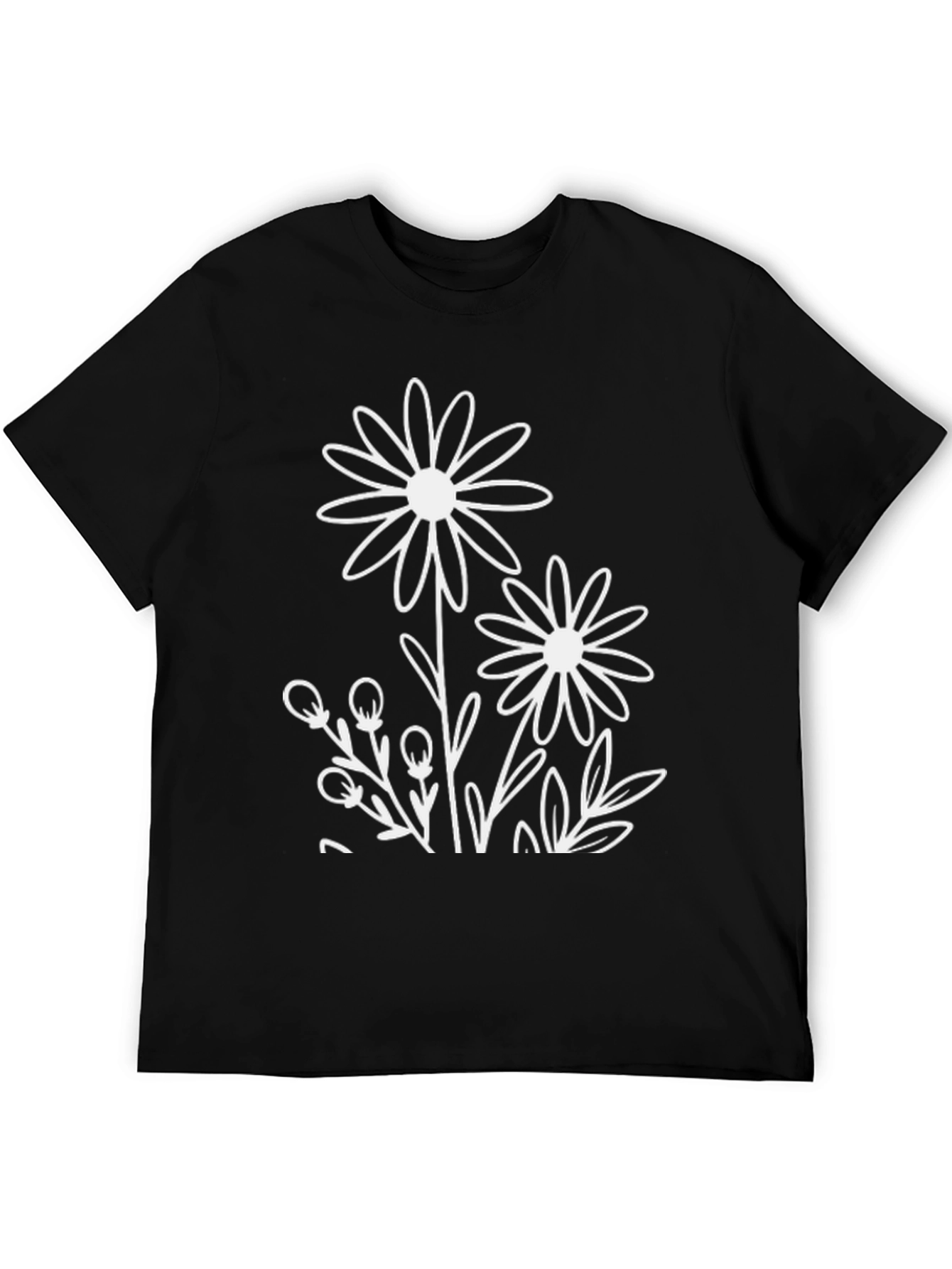 Floral Graphic T-Shirt - Casual Black Tee