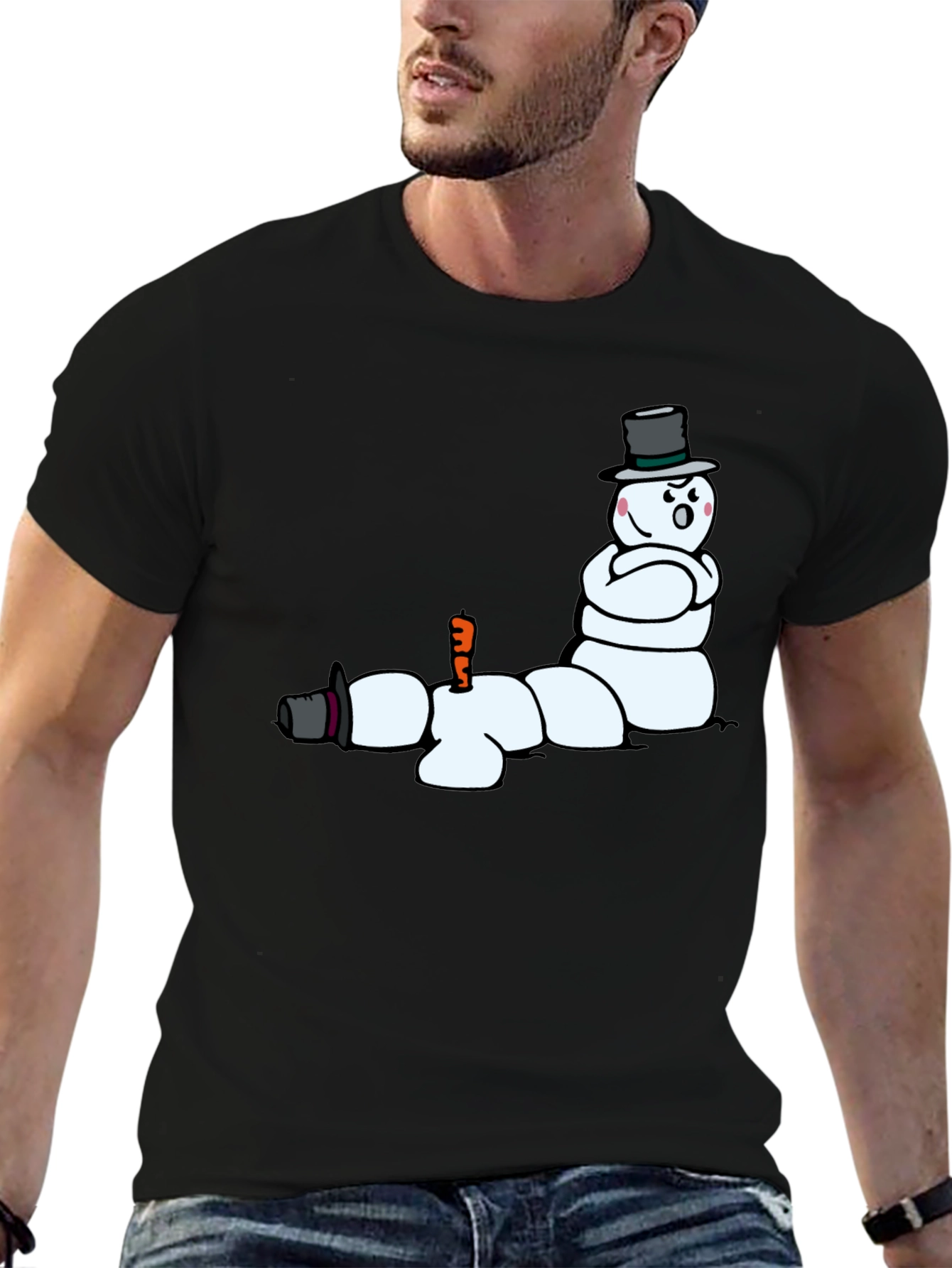 Funny Melting Snowman Graphic T-Shirt