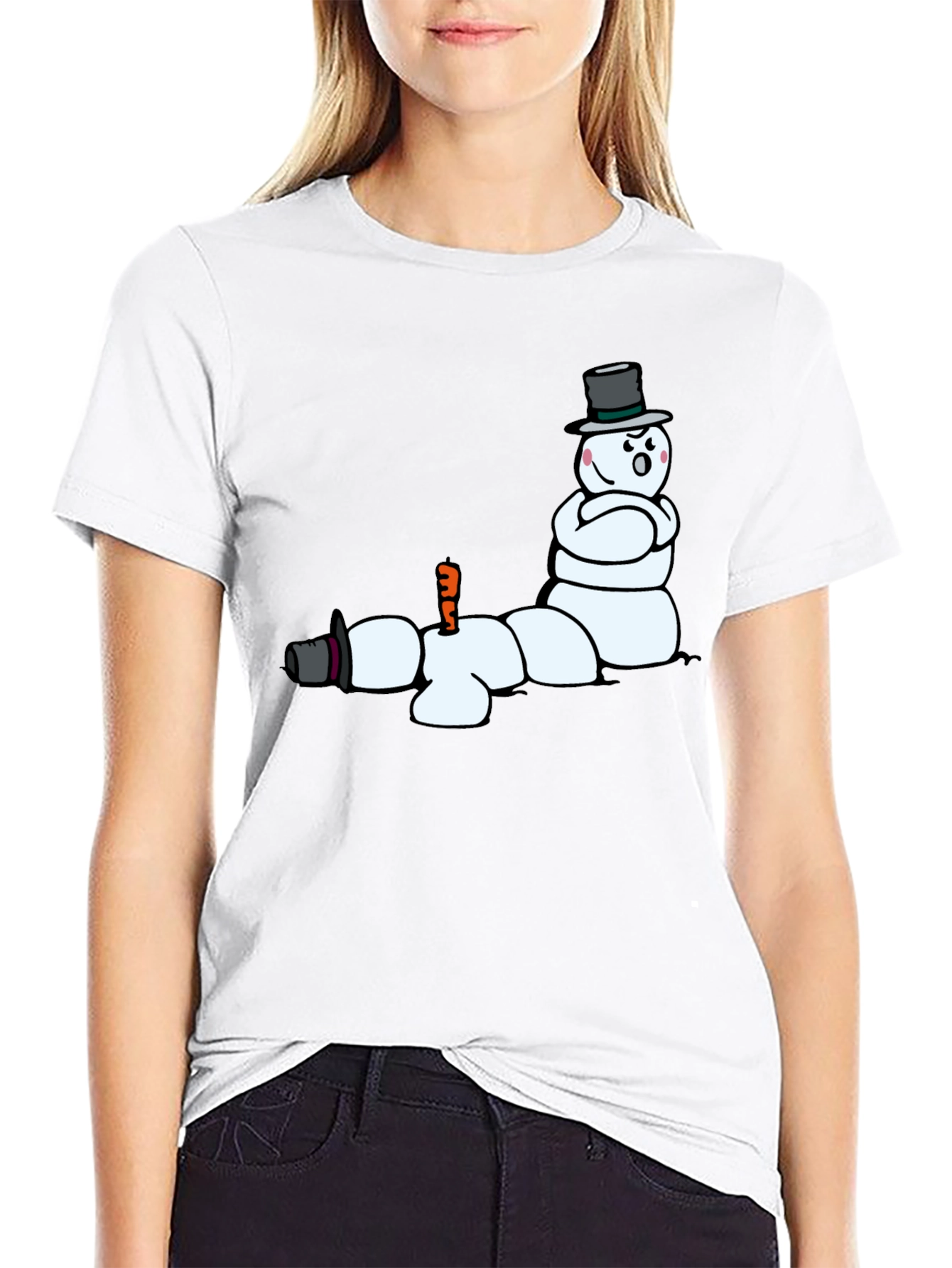 Funny Melting Snowman Graphic T-Shirt