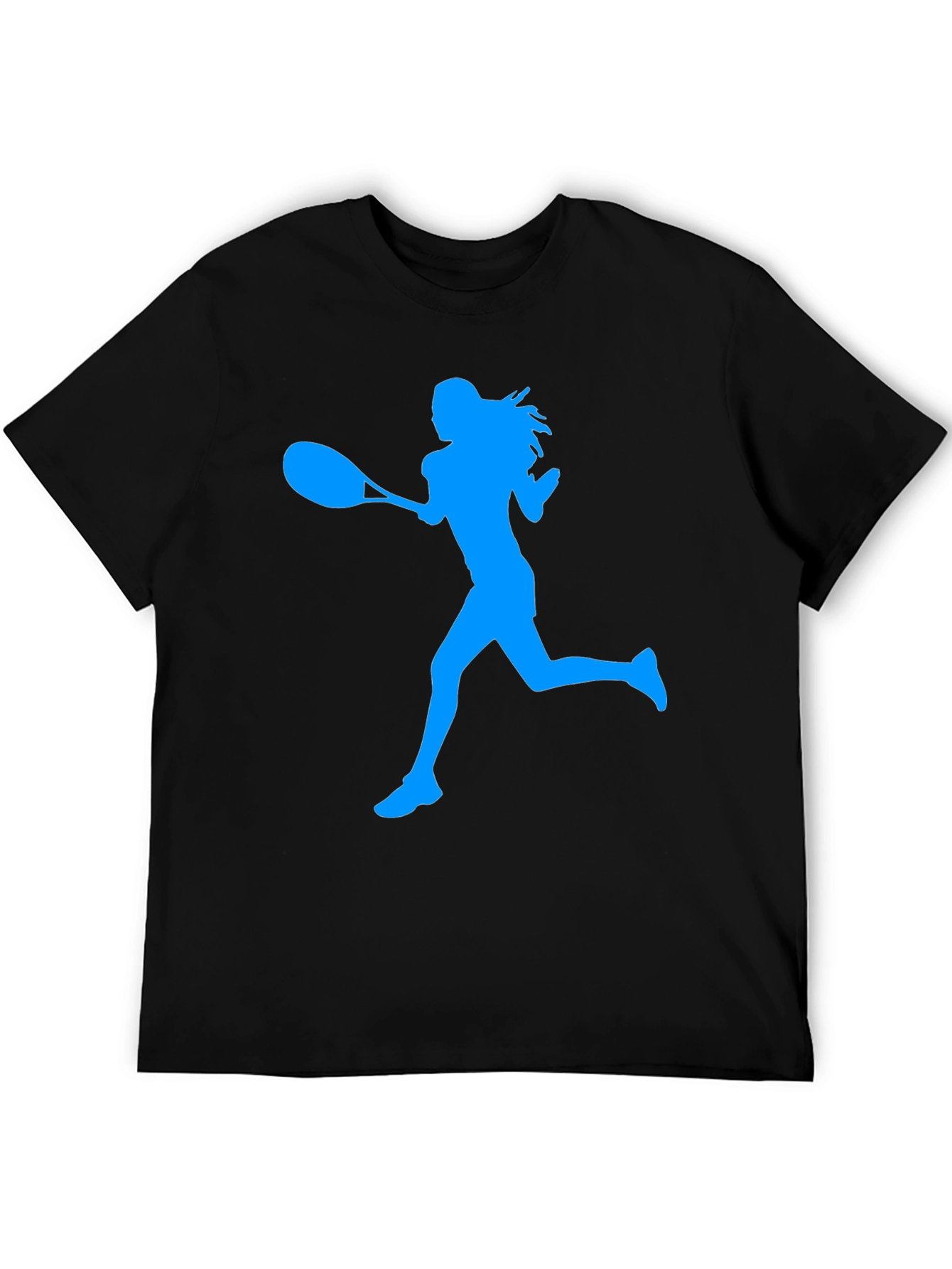 Tennis Player Silhouette Graphic Tee - Black
