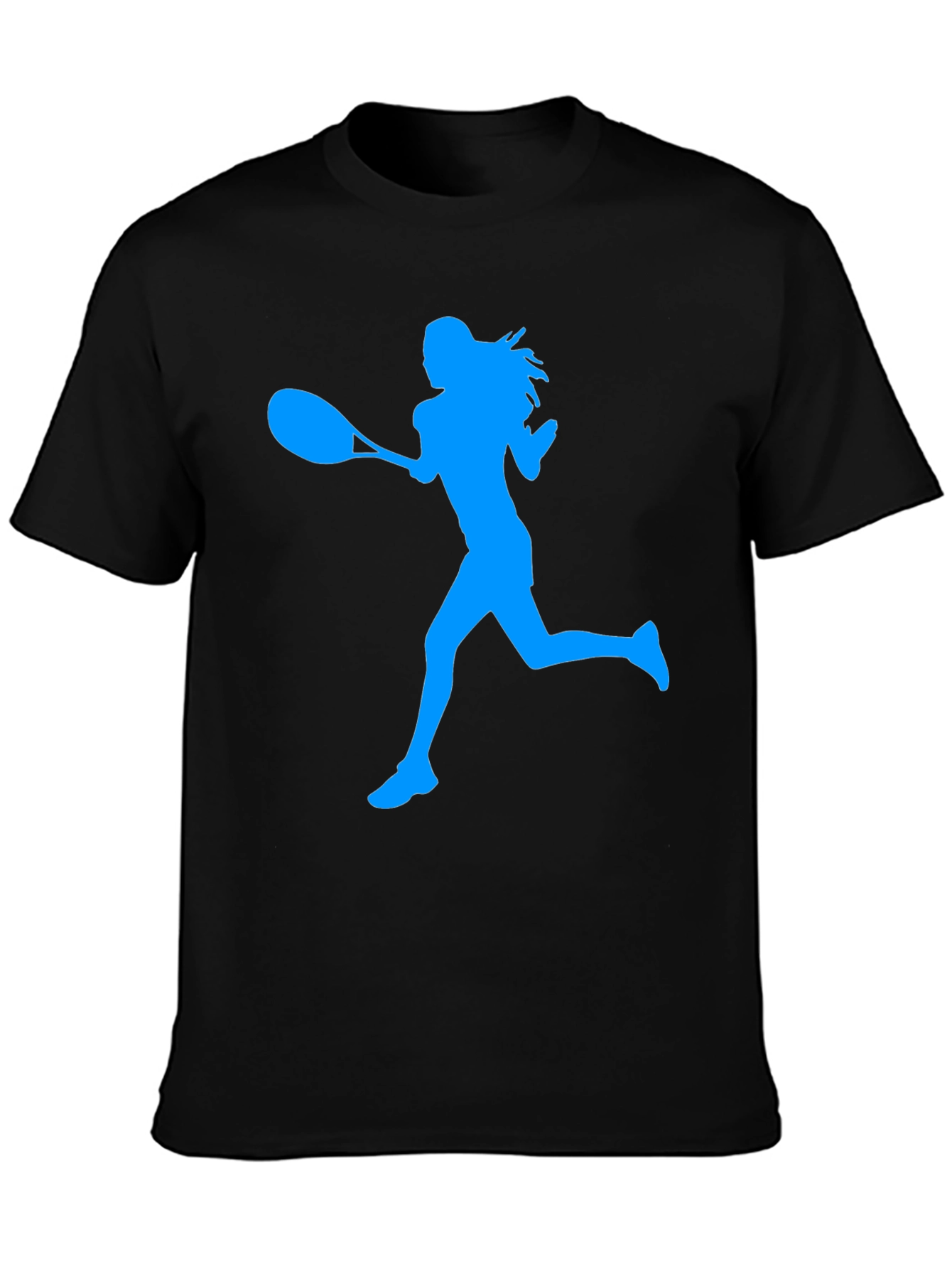 Tennis Player Silhouette Graphic Tee - Black