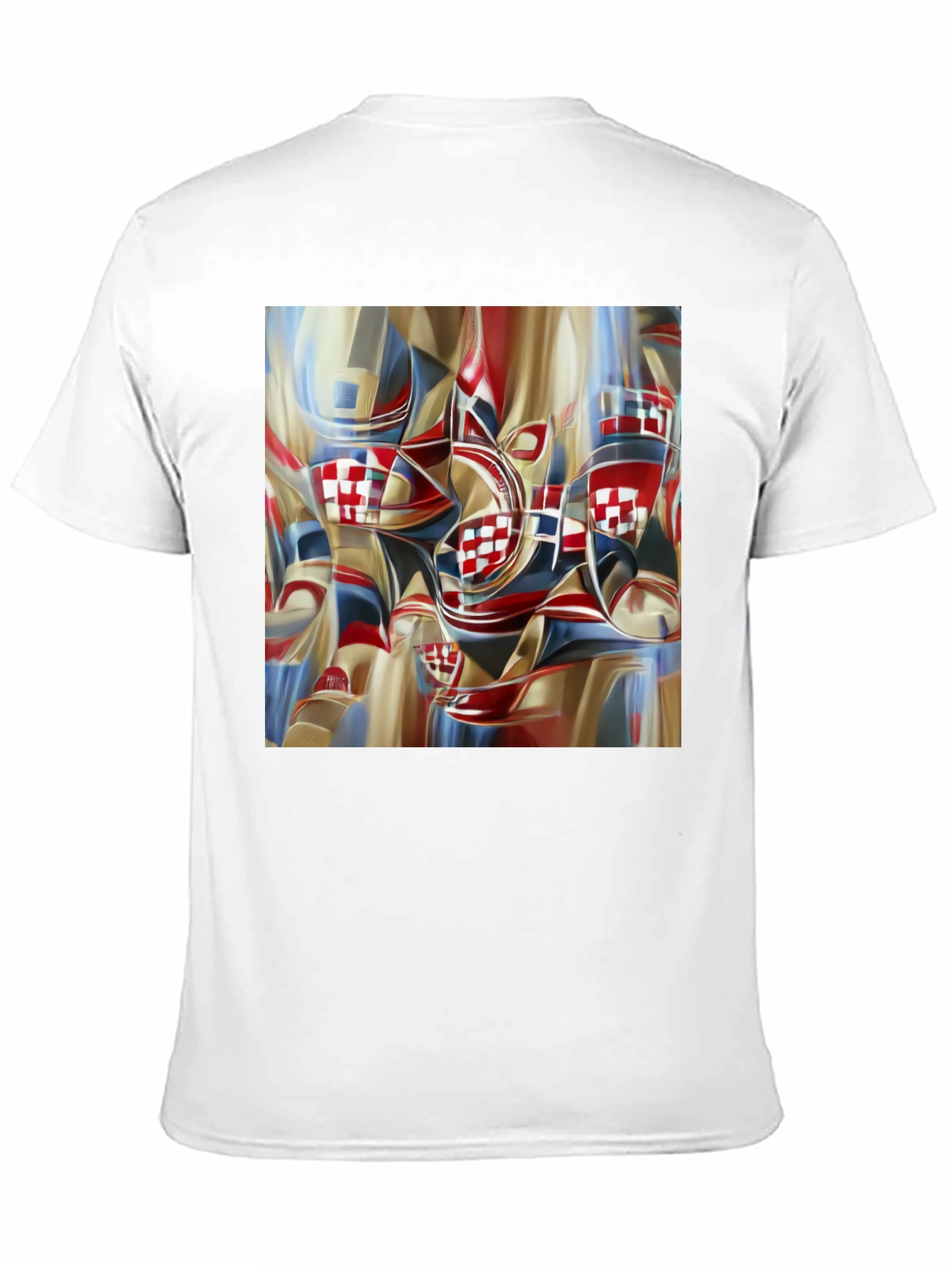 Abstract Checkerboard Print Black T-Shirt