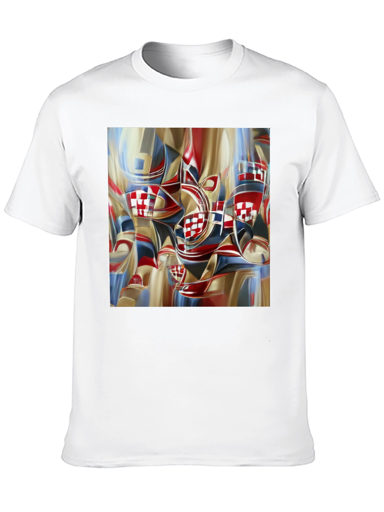 Abstract Checkerboard Print Black T-Shirt