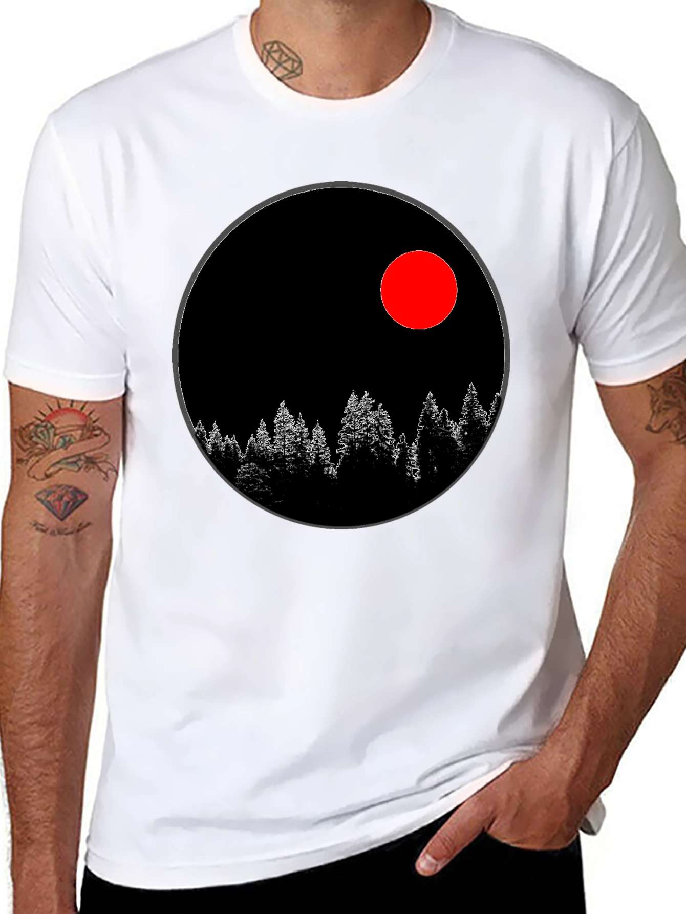 Black T-Shirt with Nature Design