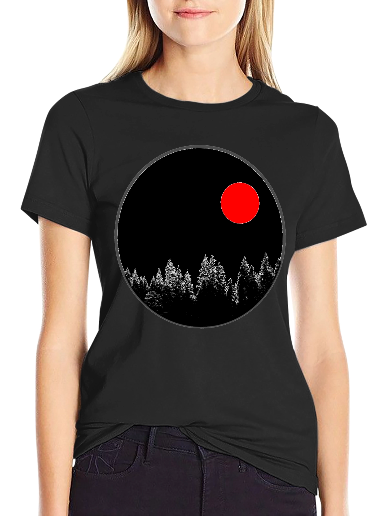Black T-Shirt with Nature Design