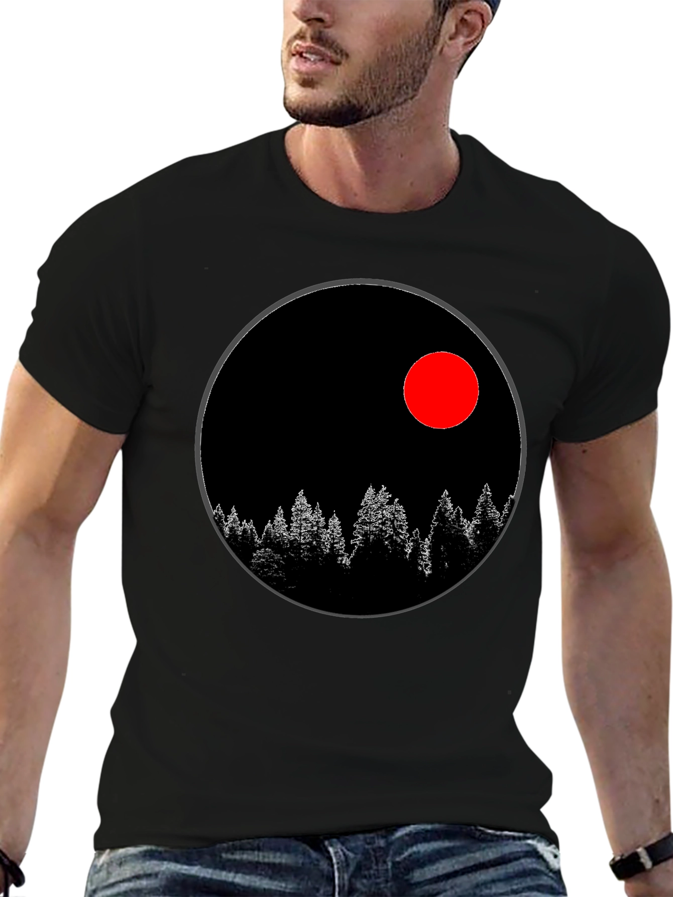 Black T-Shirt with Nature Design
