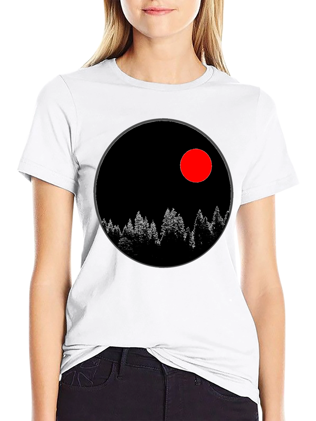 Black T-Shirt with Nature Design