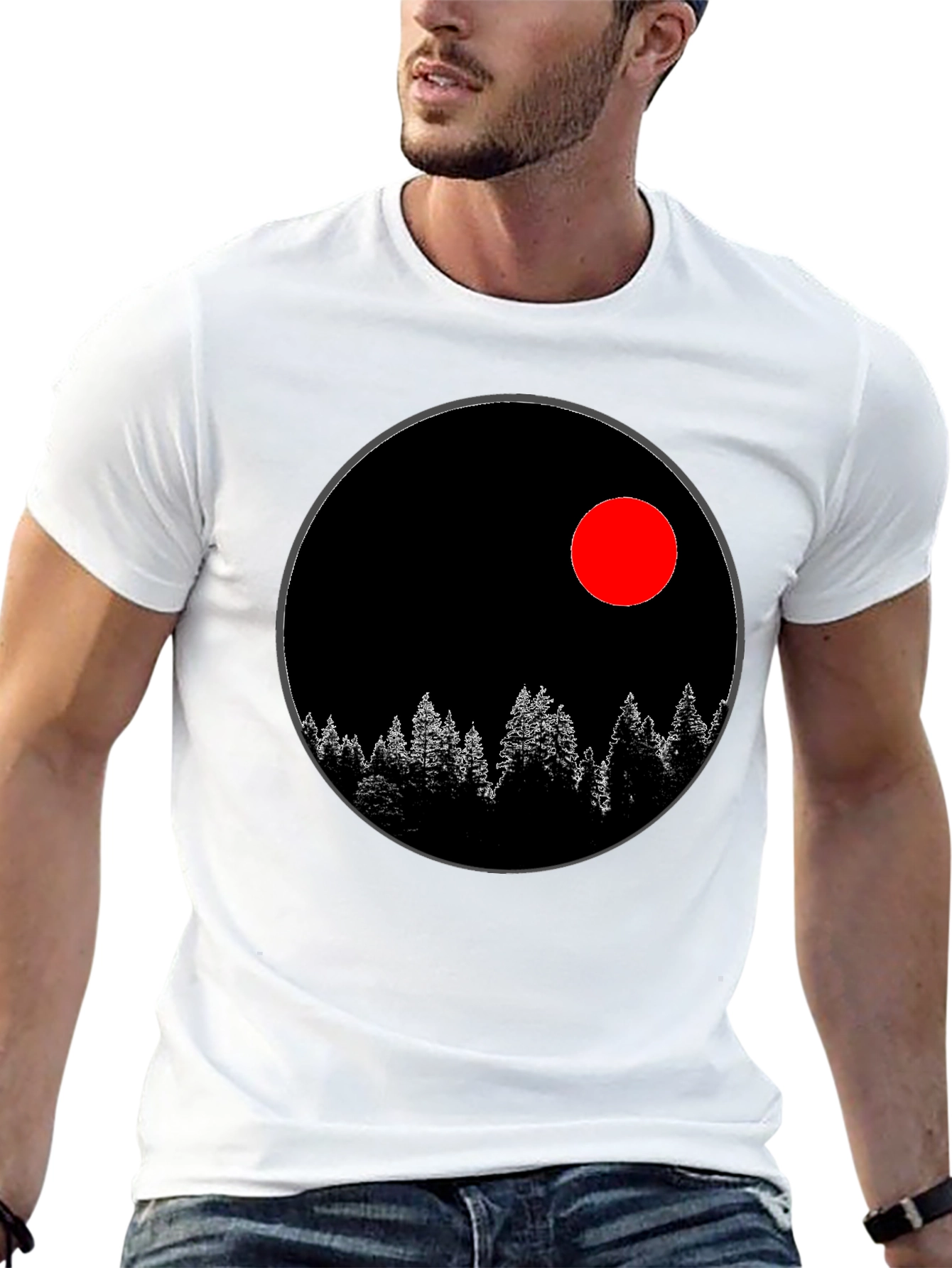 Black T-Shirt with Nature Design