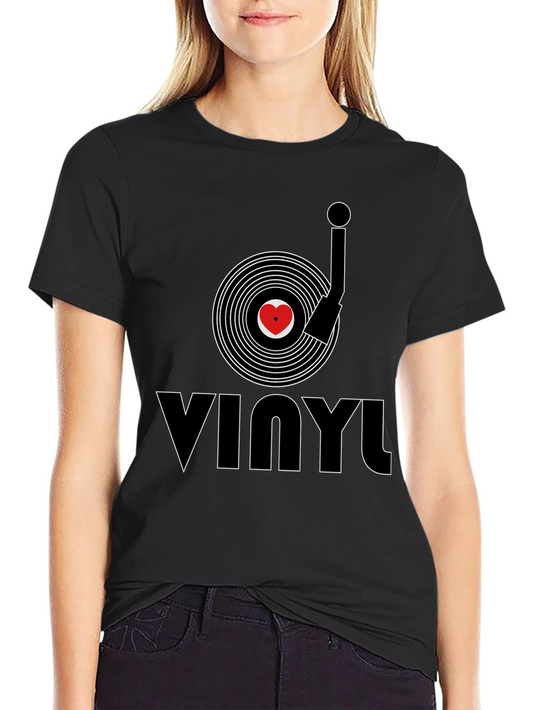 Vinyl Record Heart Graphic Tee - Music Lover Shirt