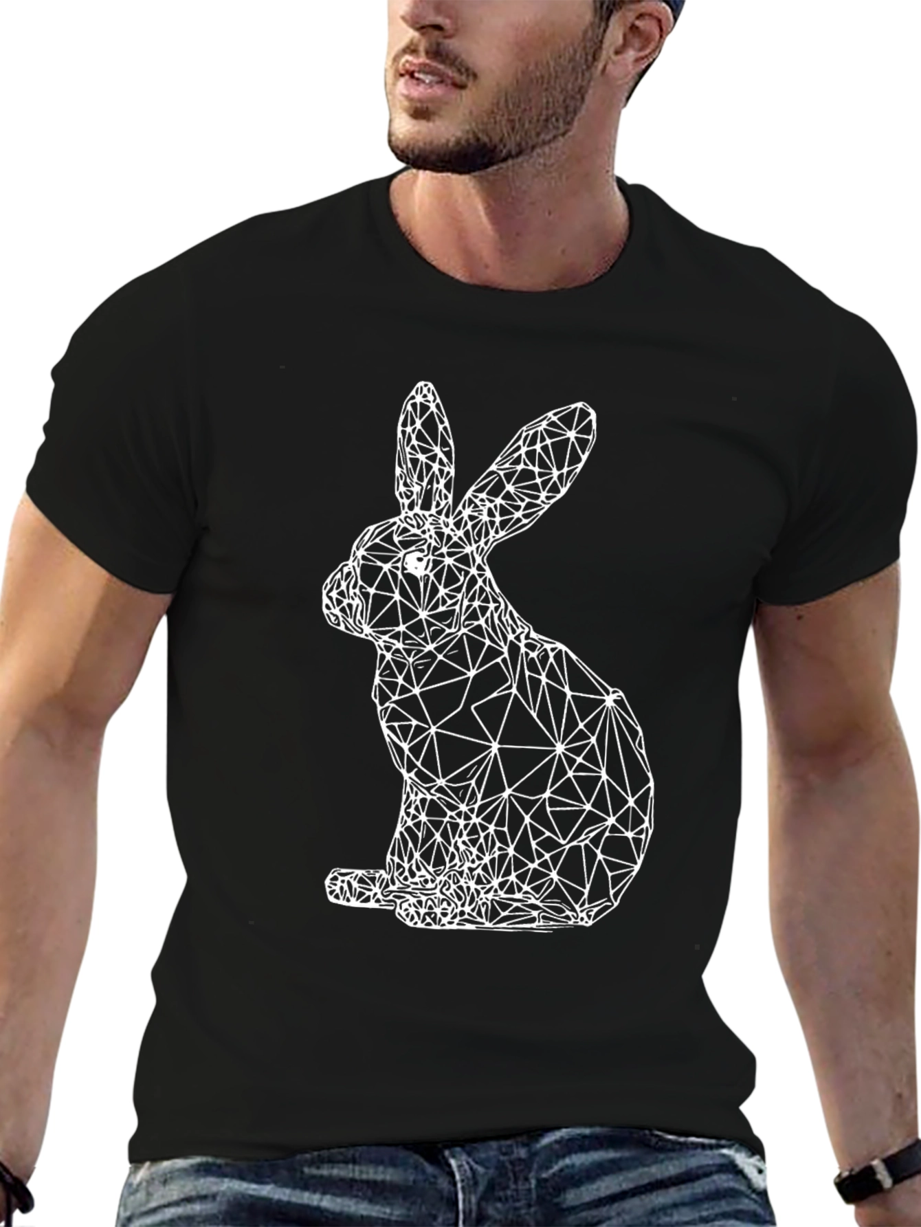 Geometric Rabbit Graphic Tee - Modern Easter Style