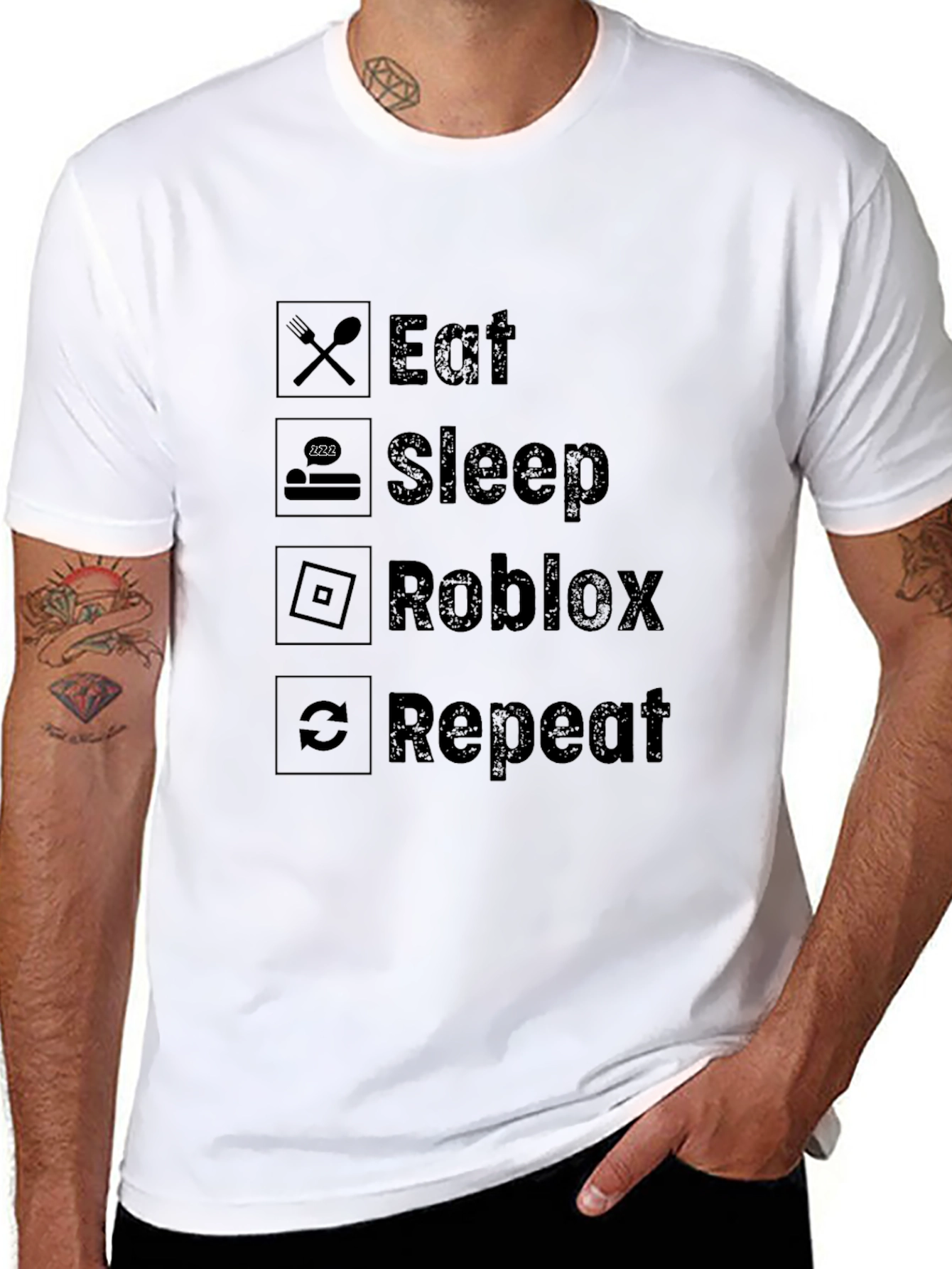 Eat Sleep Roblox Repeat Black T-Shirt