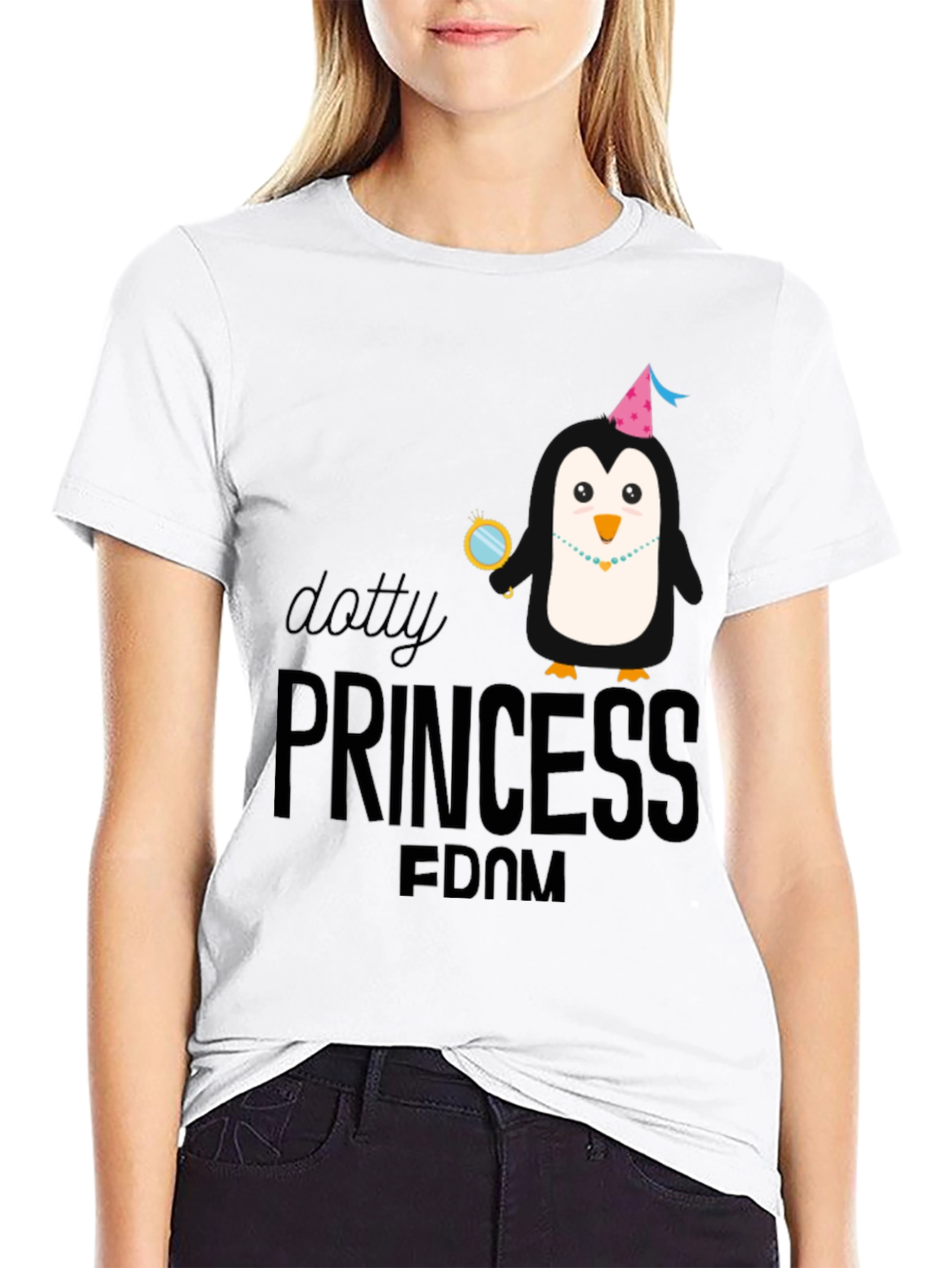 Dotty Princess Penguin T-Shirt - Black