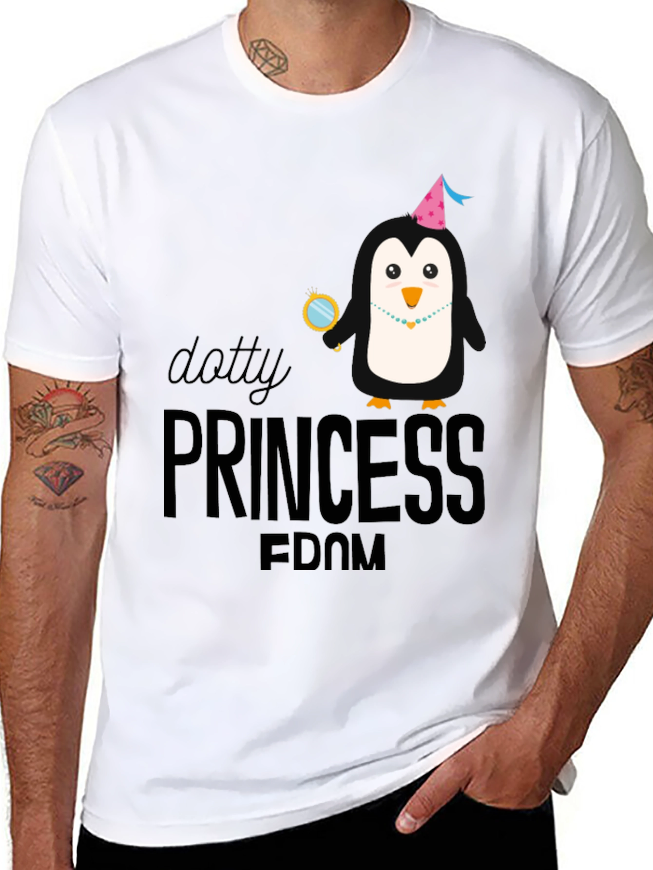 Dotty Princess Penguin T-Shirt - Black