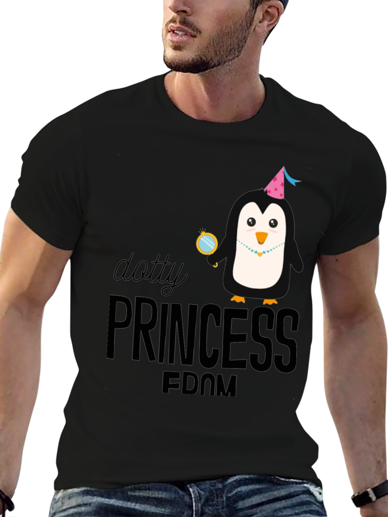 Dotty Princess Penguin T-Shirt - Black