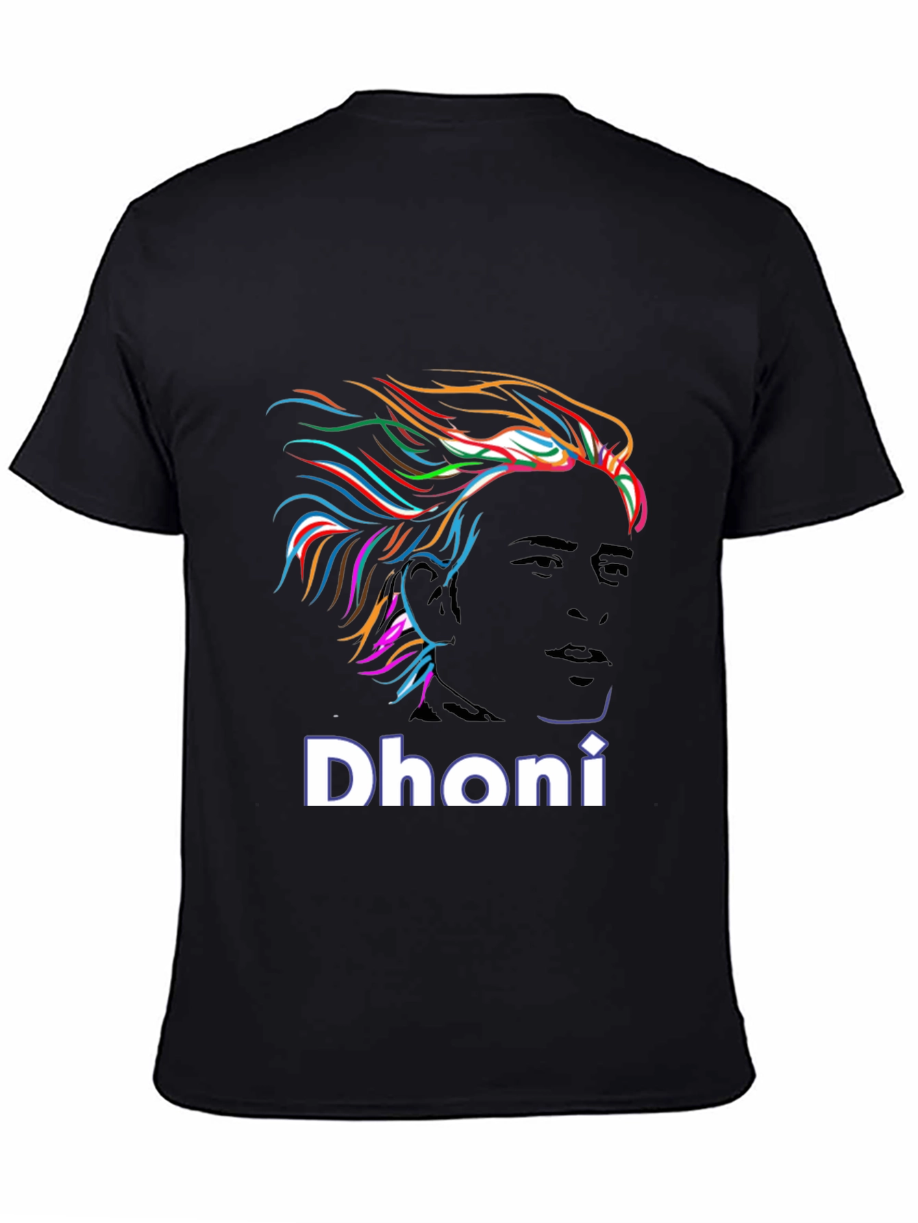 Dhoni Portrait Graphic Print Black T-Shirt