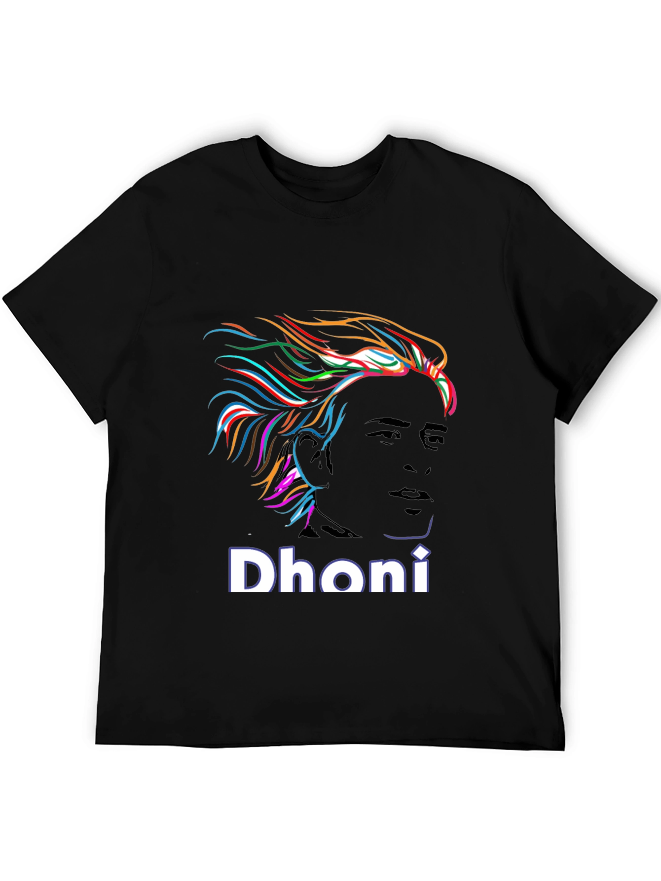Dhoni Portrait Graphic Print Black T-Shirt