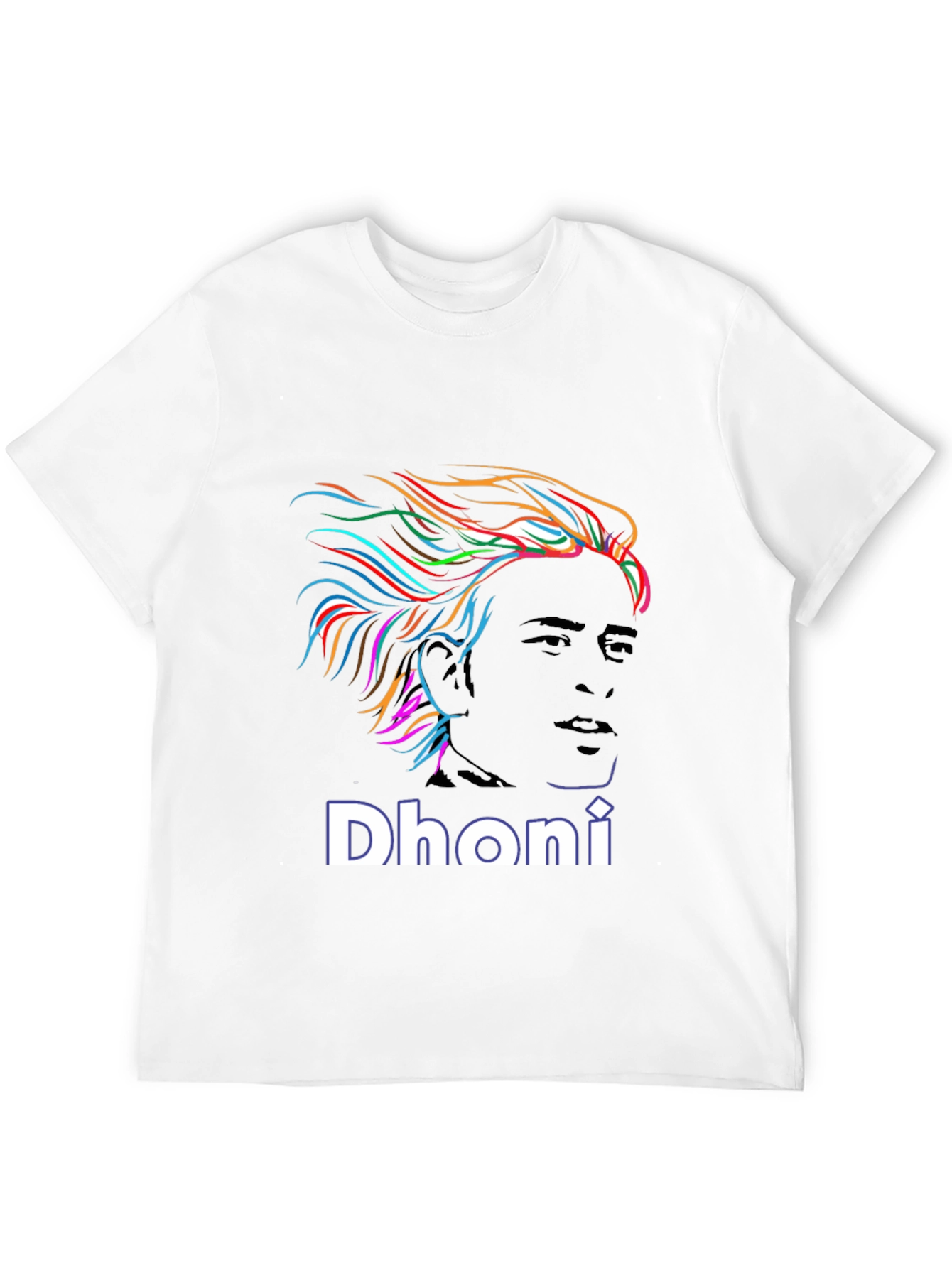 Dhoni Portrait Graphic Print Black T-Shirt