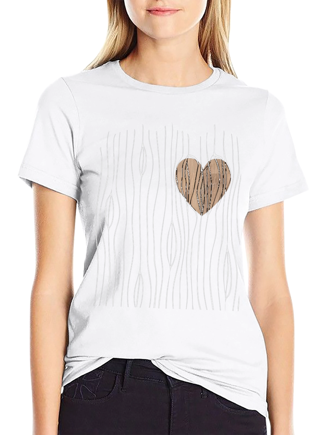 Wood Heart Graphic Tee - Unique Design T-Shirt