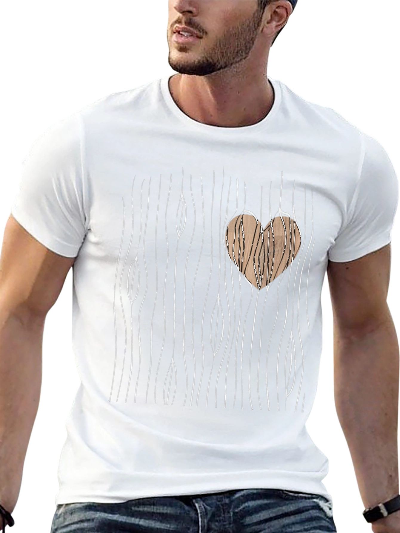 Wood Heart Graphic Tee - Unique Design T-Shirt