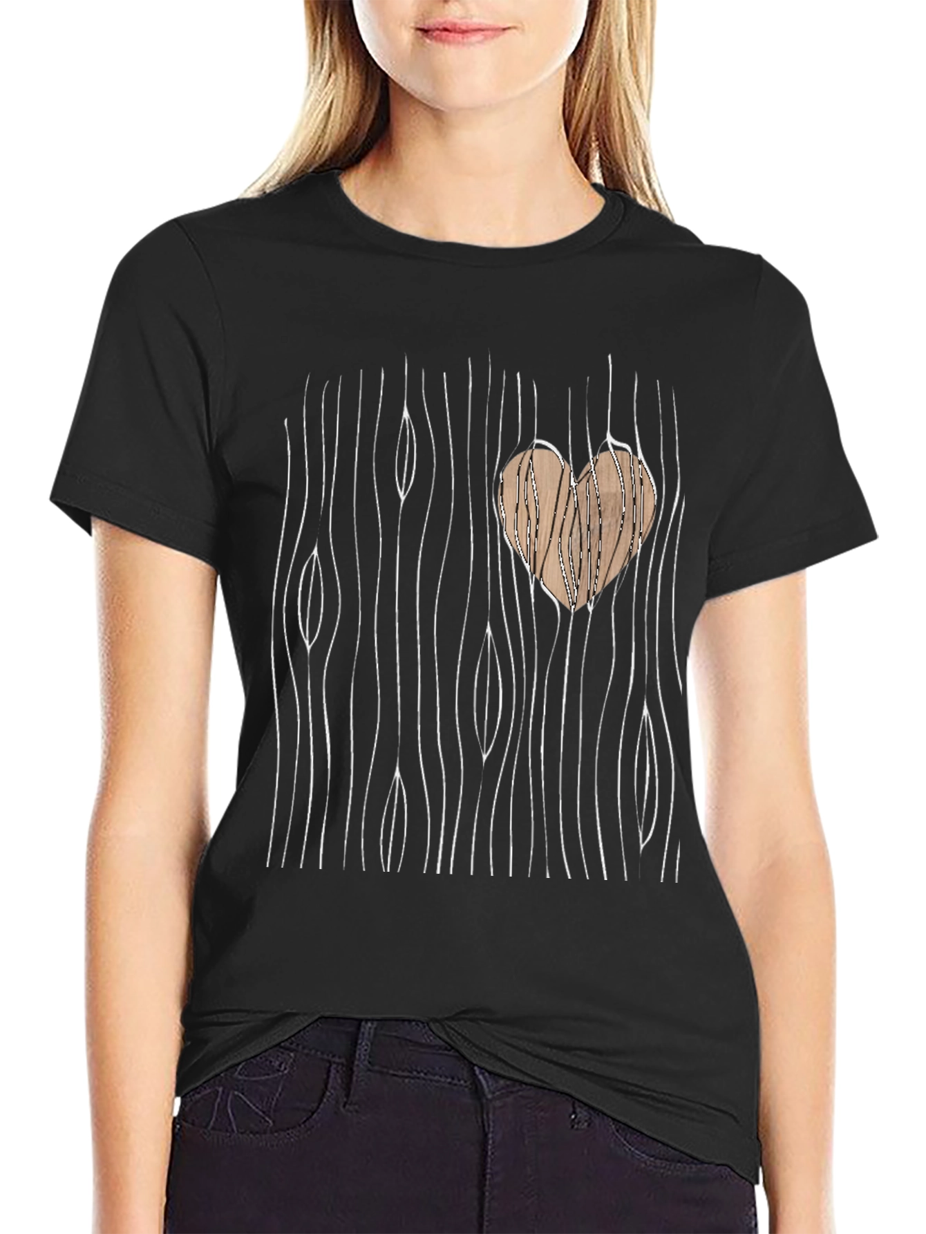 Wood Heart Graphic Tee - Unique Design T-Shirt