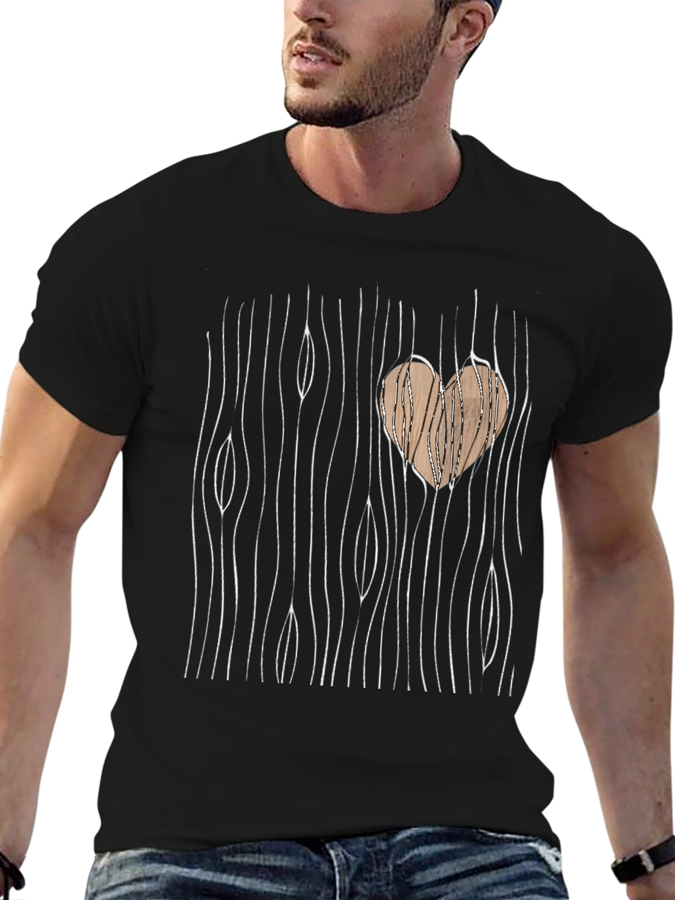 Wood Heart Graphic Tee - Unique Design T-Shirt