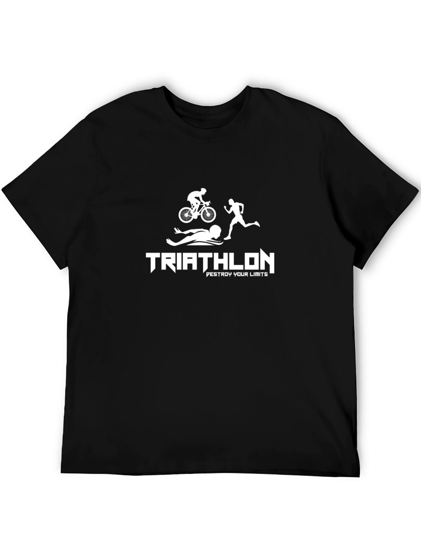 Triathlon Black T-Shirt - Swim Bike Run