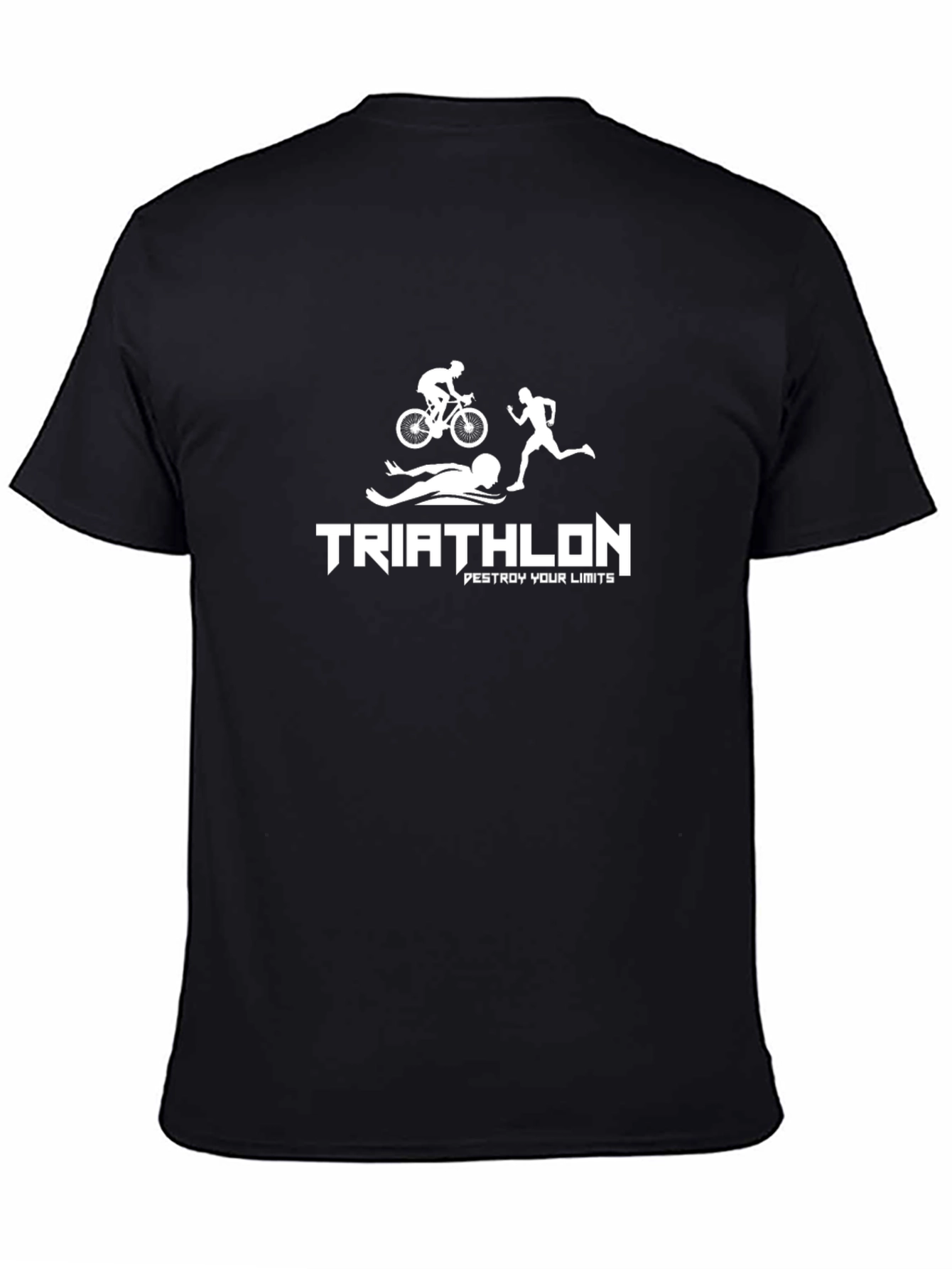 Triathlon Black T-Shirt - Swim Bike Run