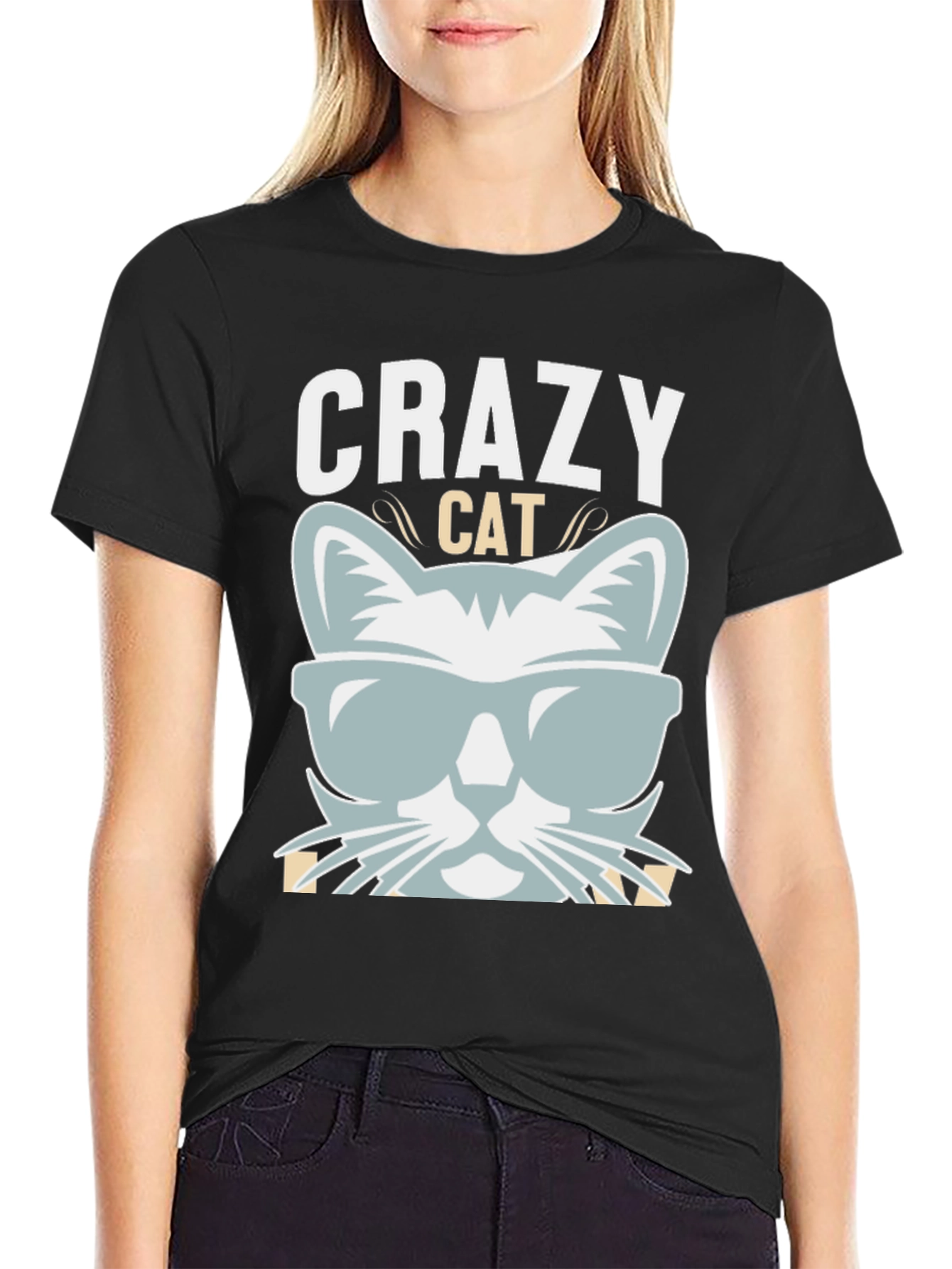 Crazy Cat Graphic T-Shirt