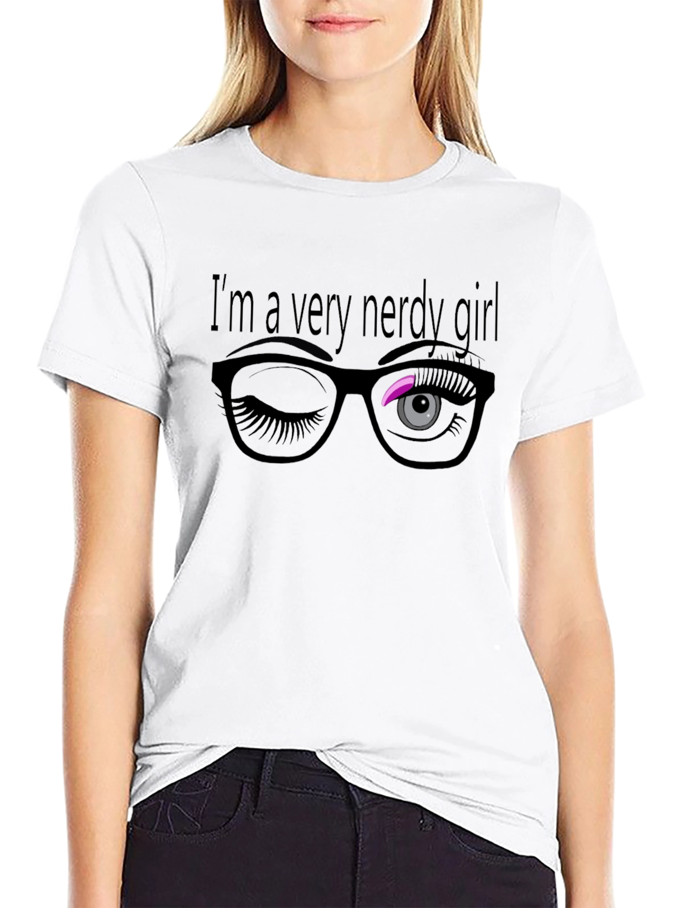 Nerdy Girl Wink T-Shirt