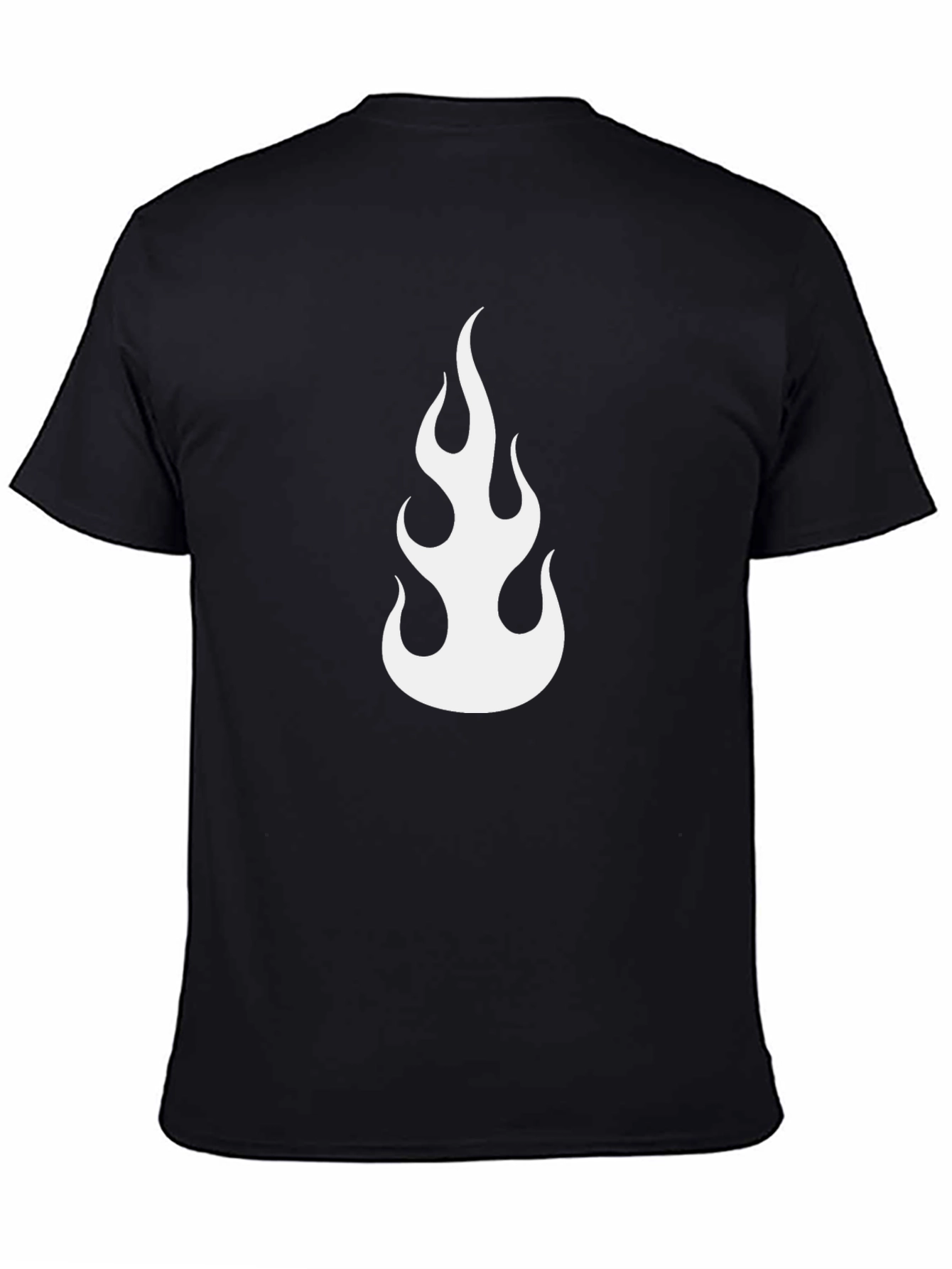 Flame Graphic Tee - Black Cotton Casual Shirt