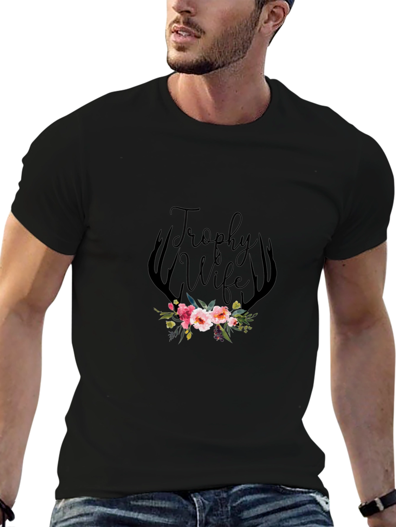 Trophy Wife Floral Antler Graphic Tee