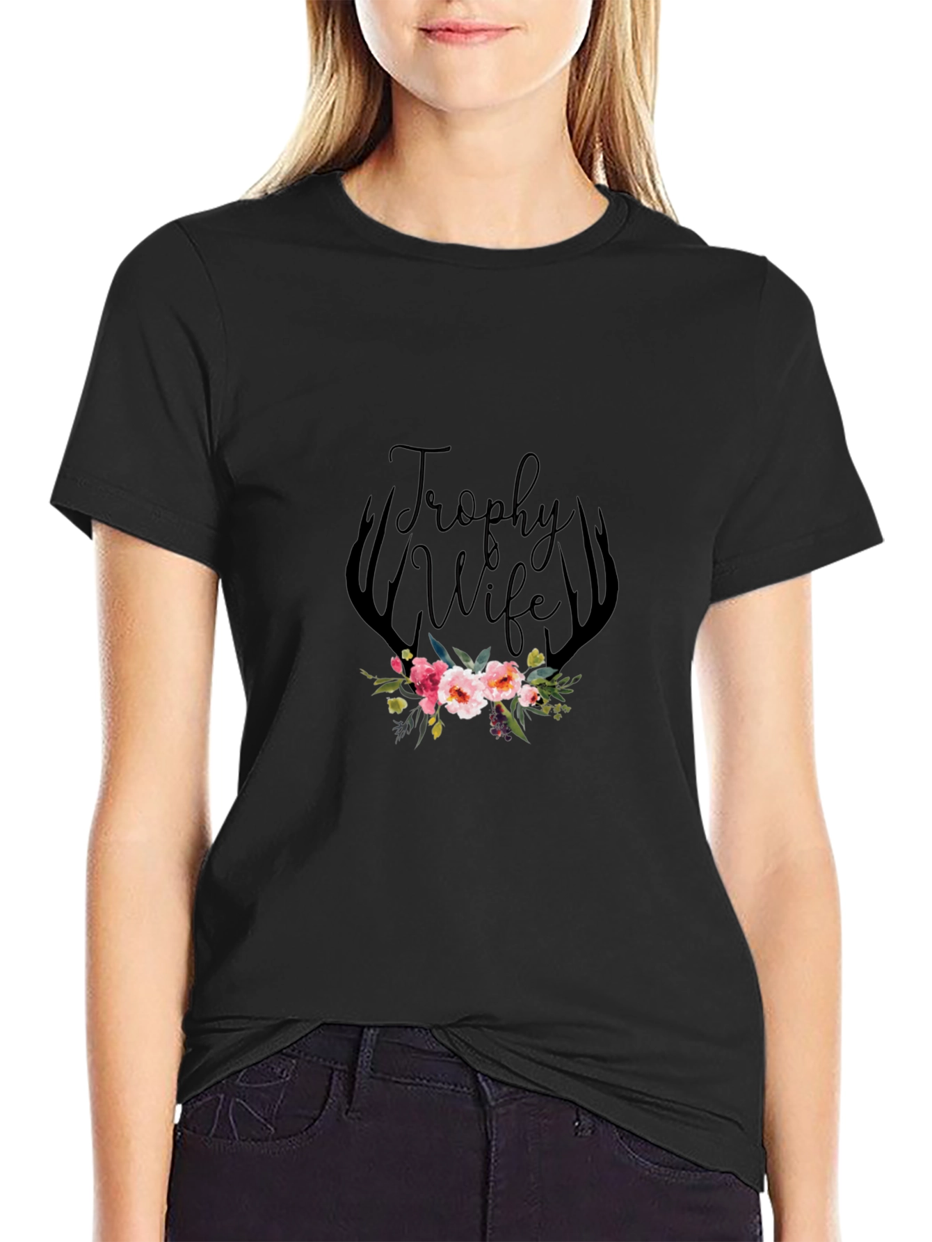 Trophy Wife Floral Antler Graphic Tee