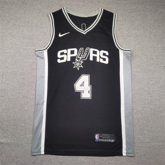 Men's San Antonio Spurs De'Aaron Fox #4 Black Swingman Jerseys - Icon Edition