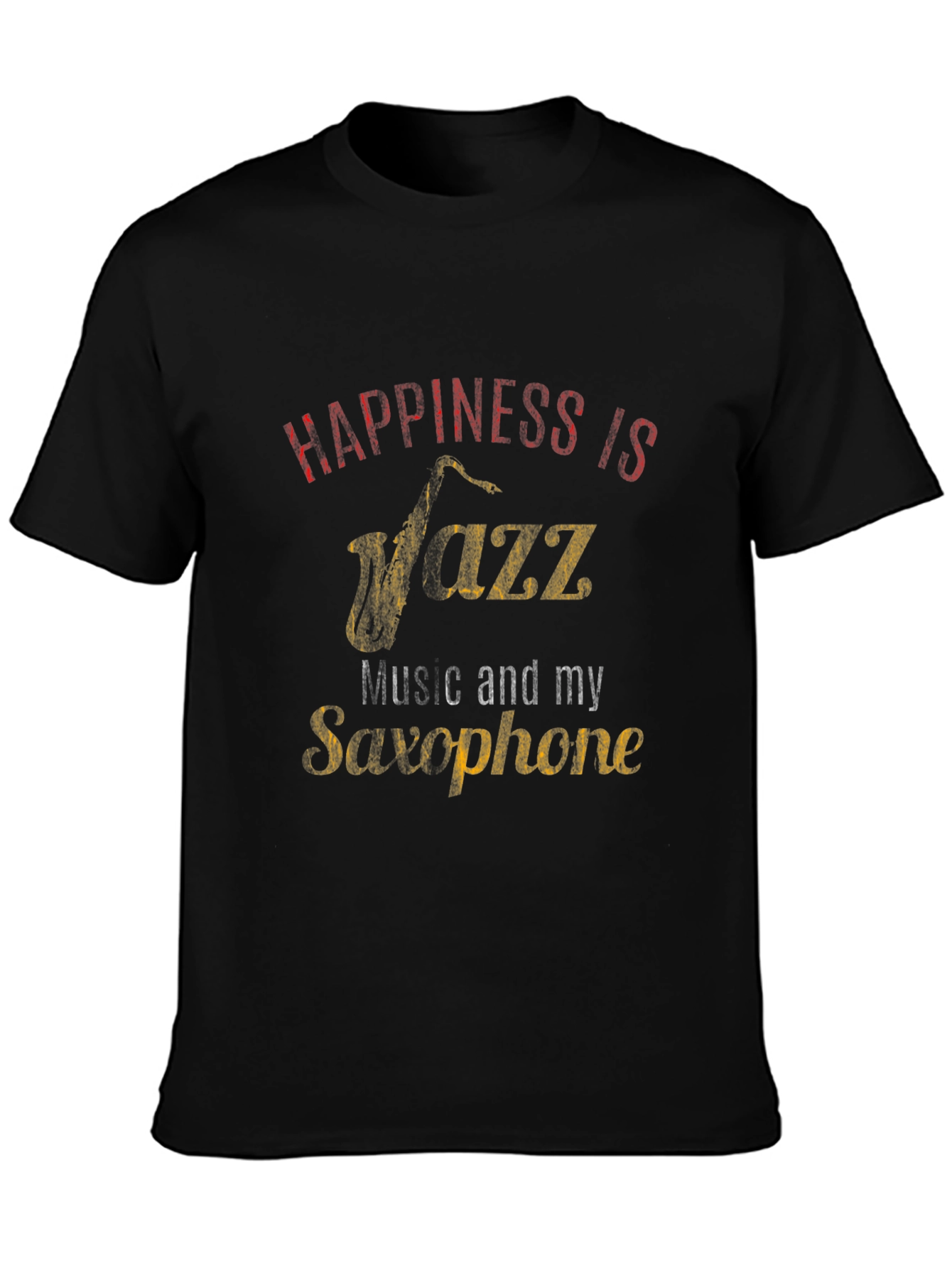 Jazz Music Saxophone Black T-Shirt