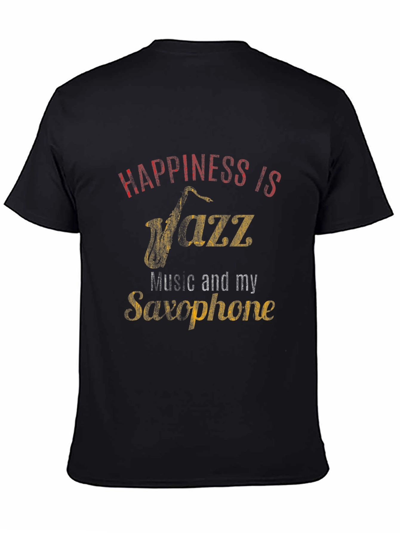 Jazz Music Saxophone Black T-Shirt