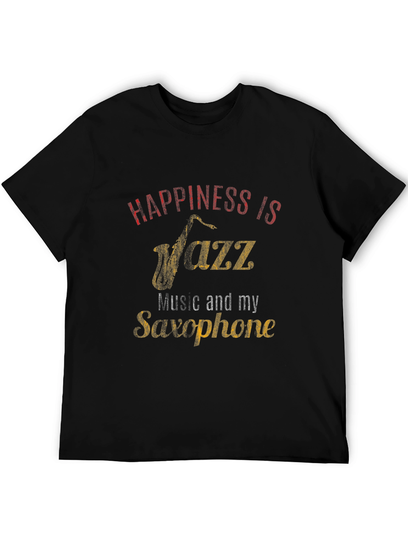 Jazz Music Saxophone Black T-Shirt