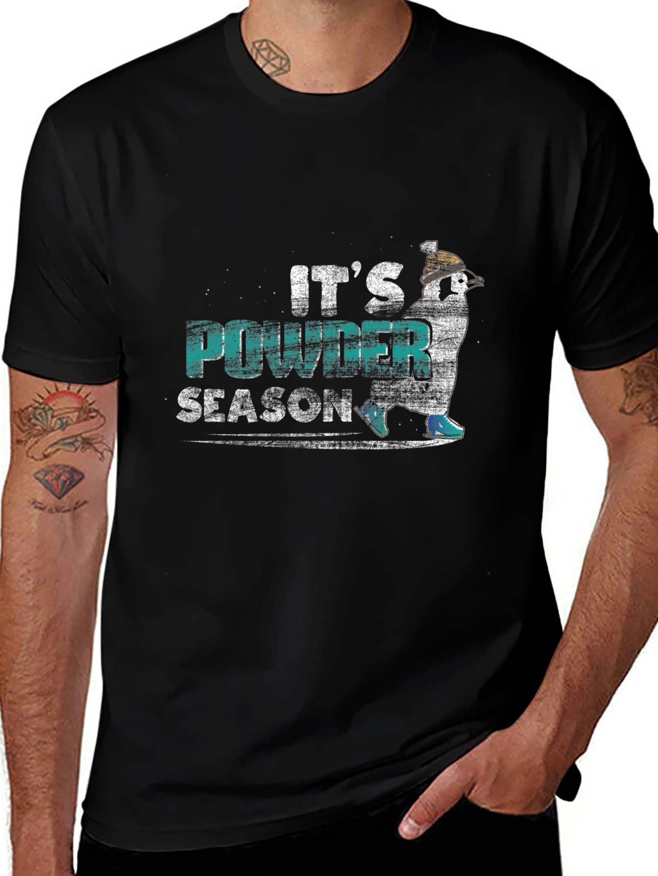 Its Powder Season Black T-Shirt