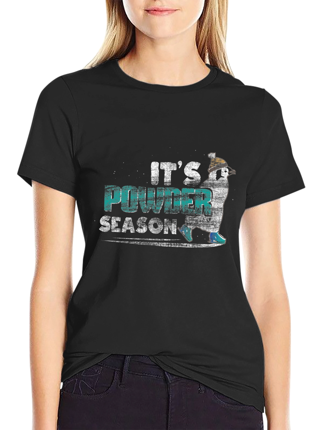 Its Powder Season Black T-Shirt