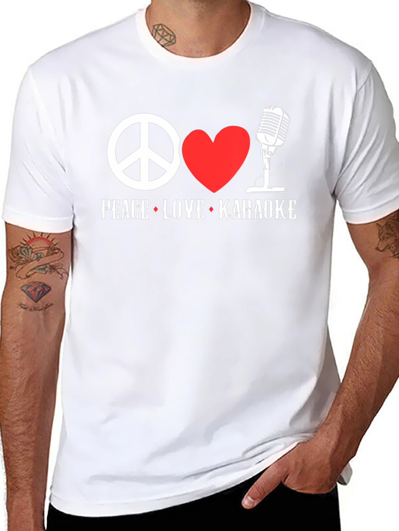 Peace Love Karaoke Graphic T-Shirt - Black