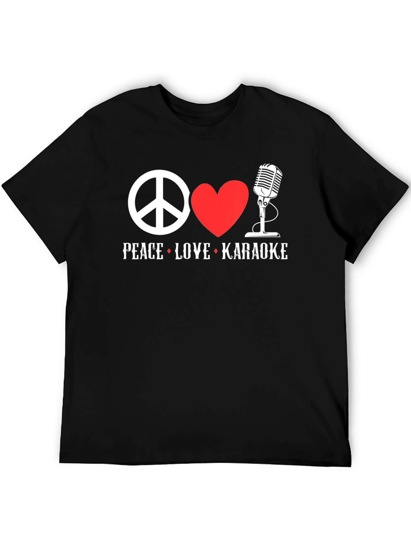 Peace Love Karaoke Graphic T-Shirt - Black