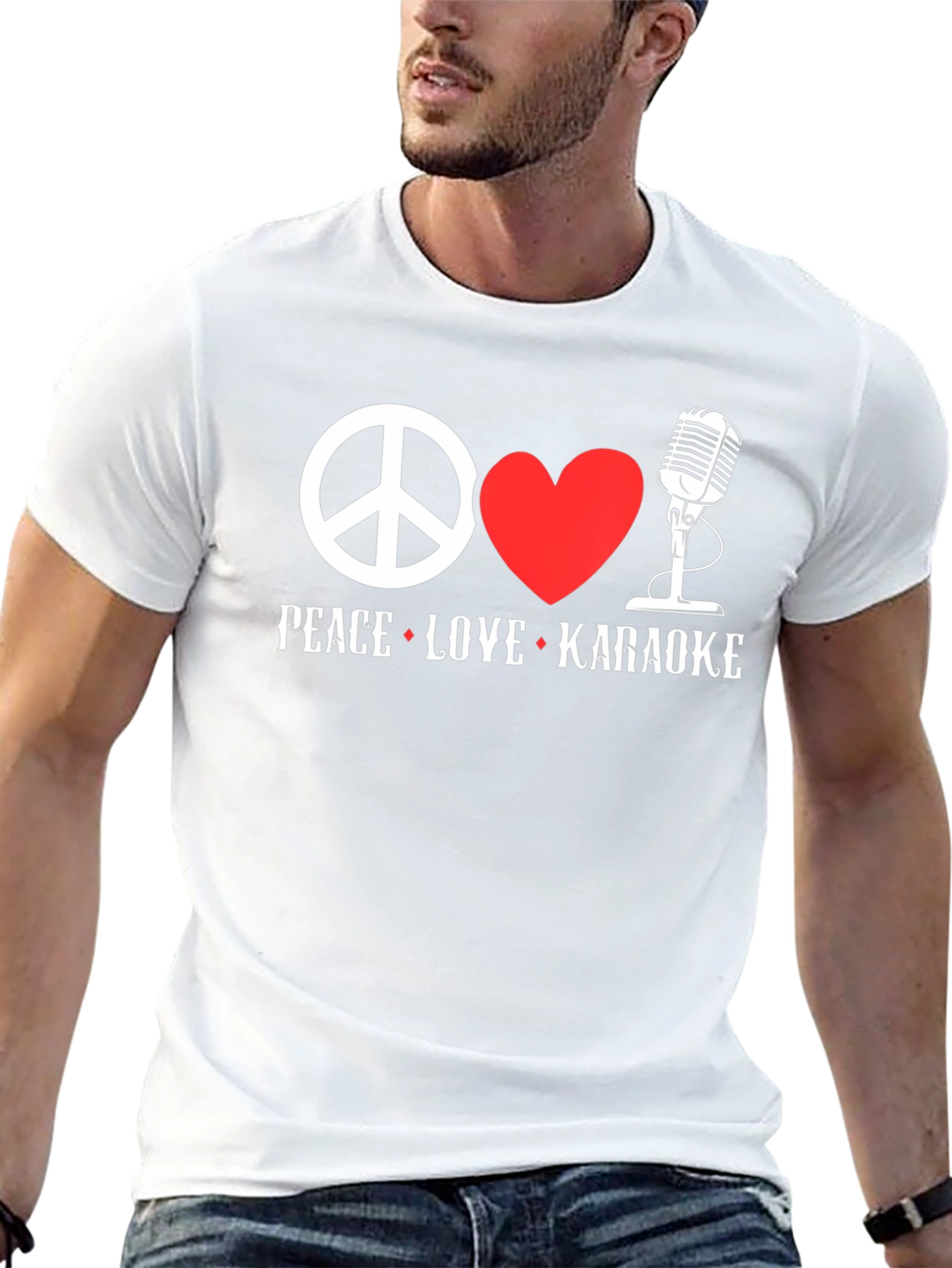 Peace Love Karaoke Graphic T-Shirt - Black