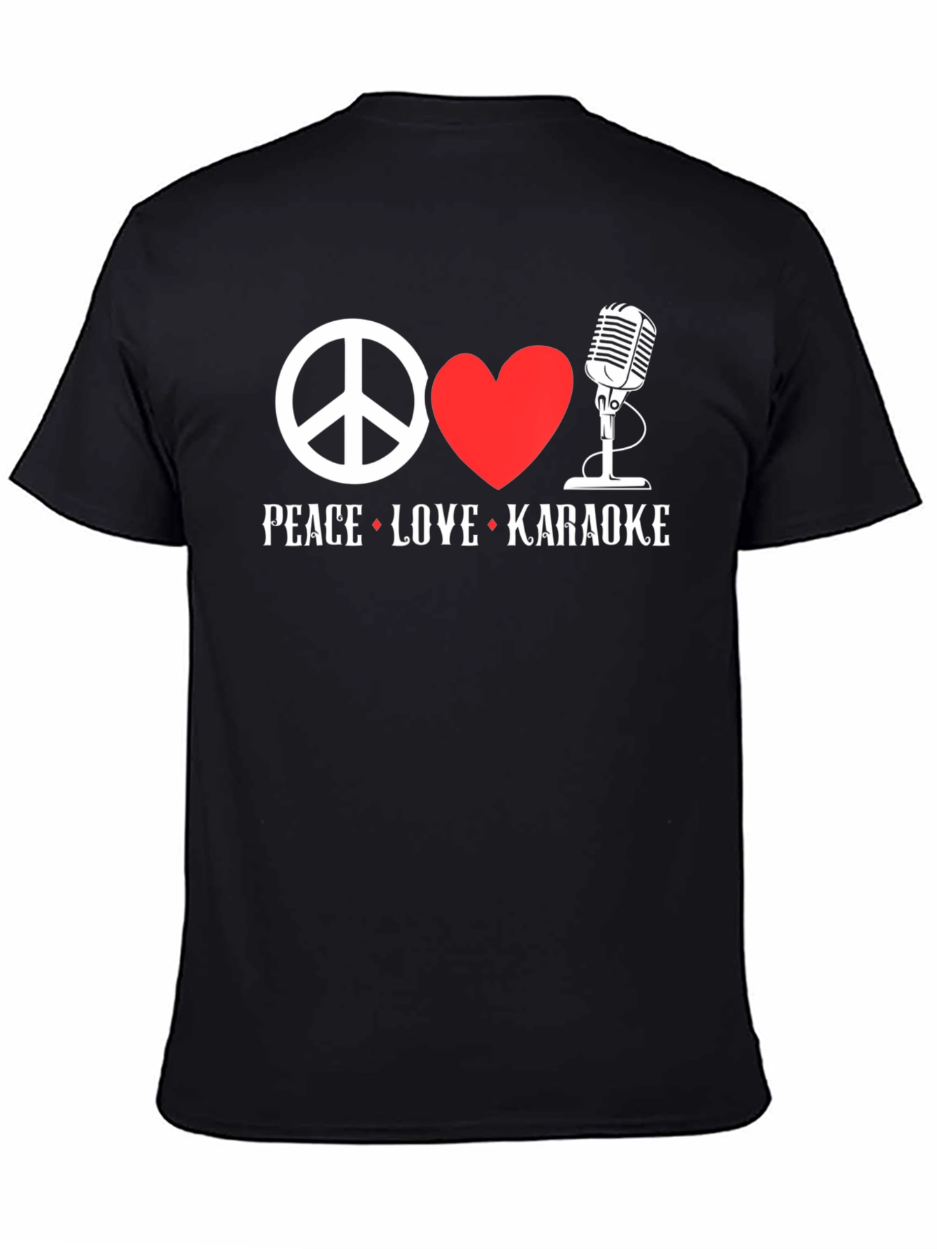 Peace Love Karaoke Graphic T-Shirt - Black