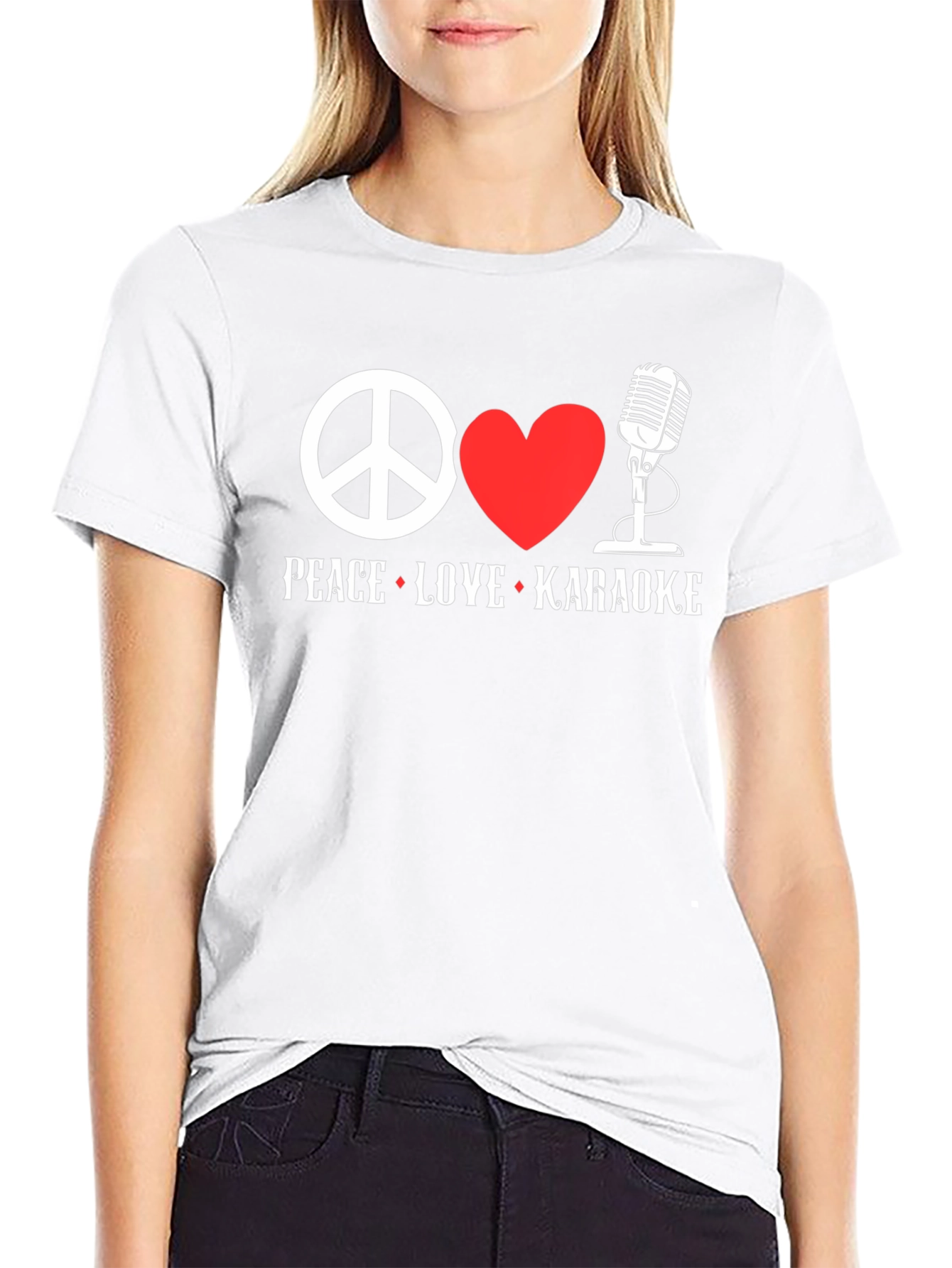 Peace Love Karaoke Graphic T-Shirt - Black