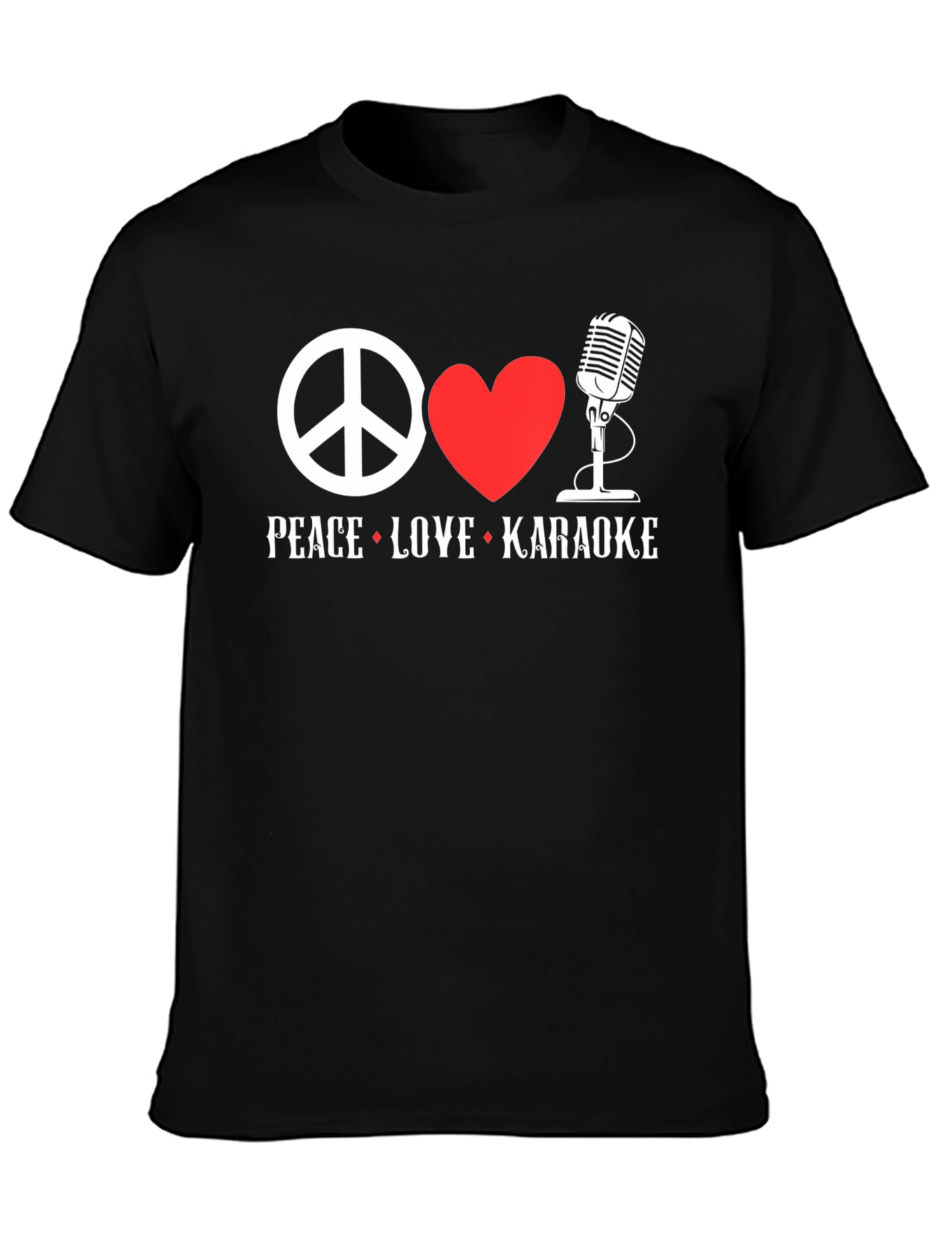 Peace Love Karaoke Graphic T-Shirt - Black