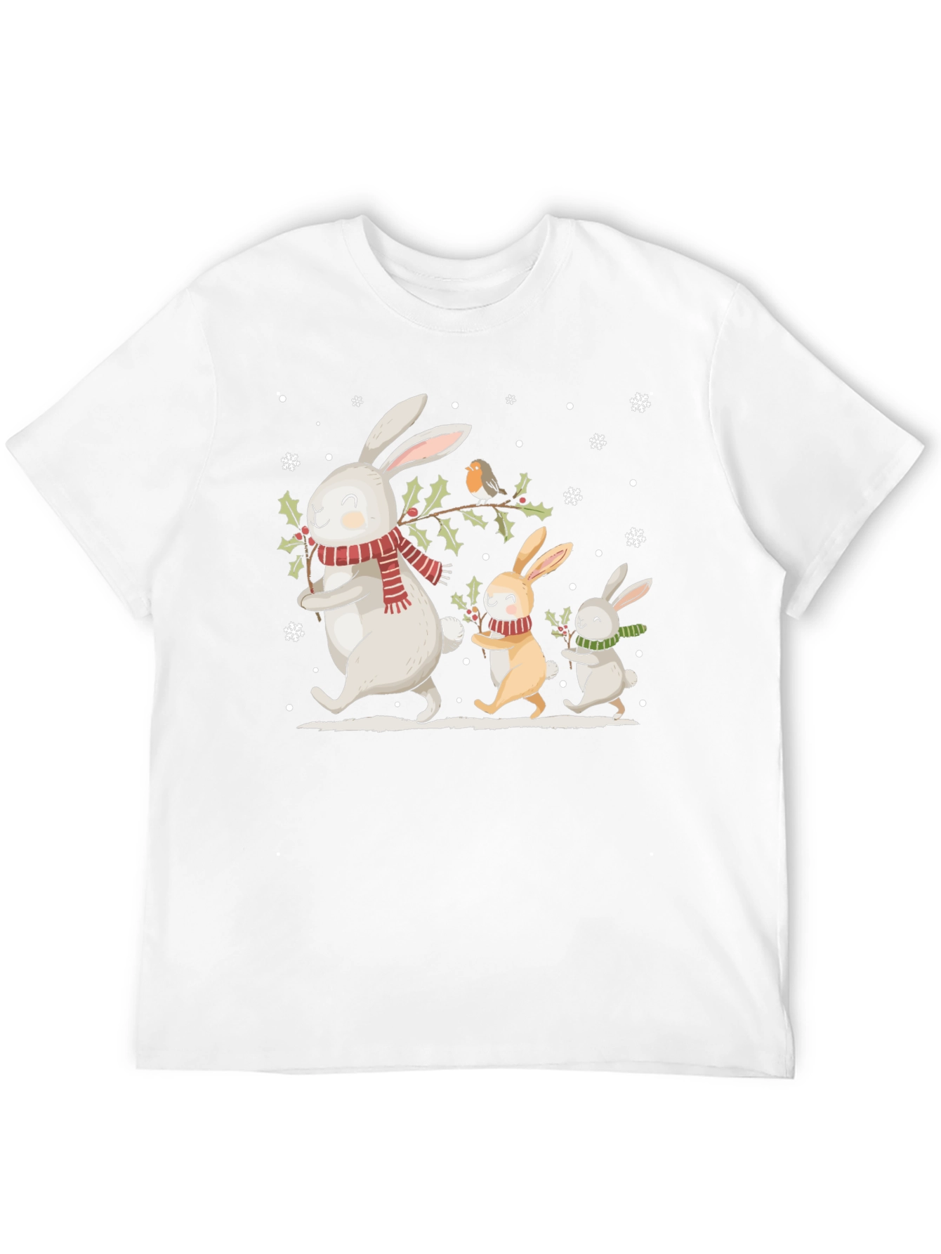 Festive Bunny Family Black T-Shirt