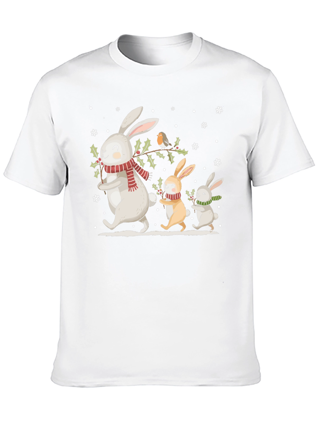 Festive Bunny Family Black T-Shirt