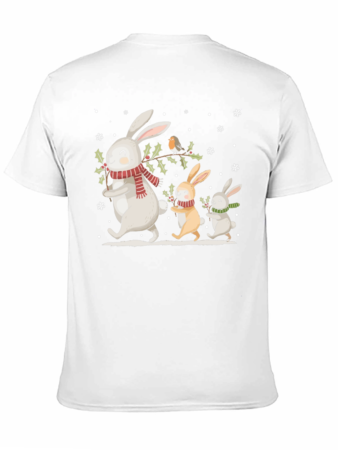 Festive Bunny Family Black T-Shirt